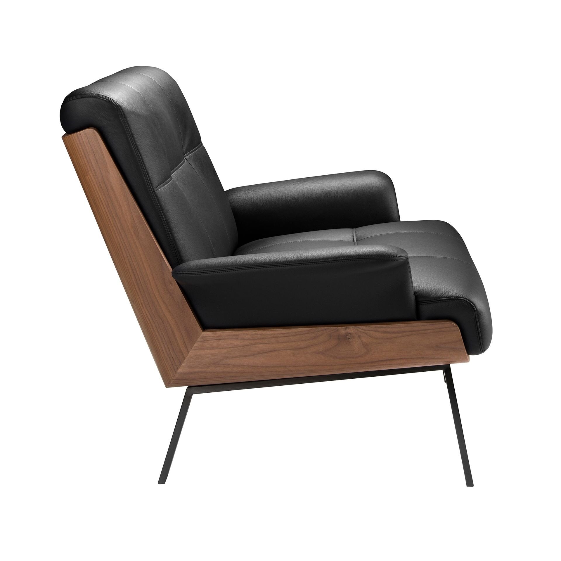Black and Walnut Leatherette Armchair