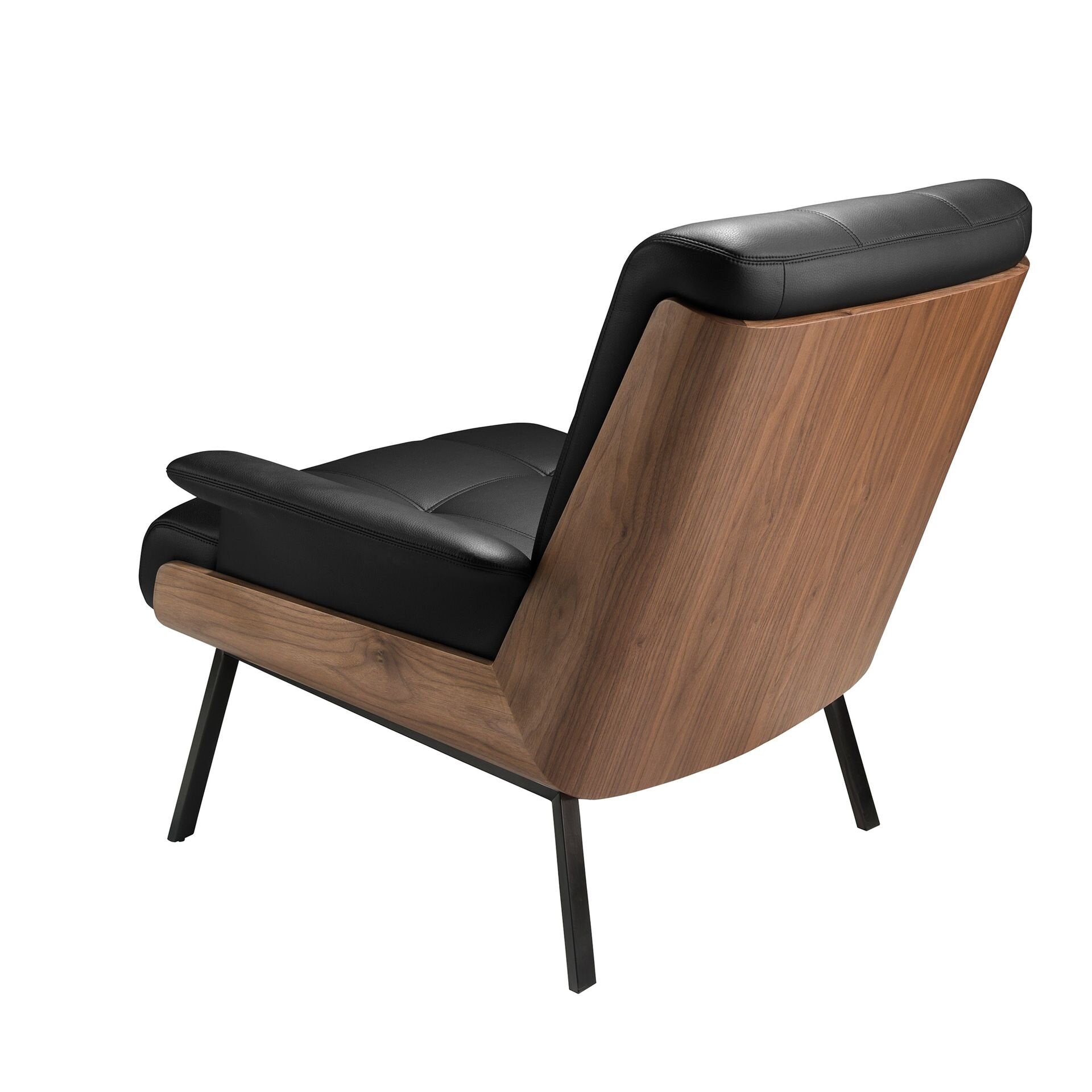 Black and Walnut Leatherette Armchair