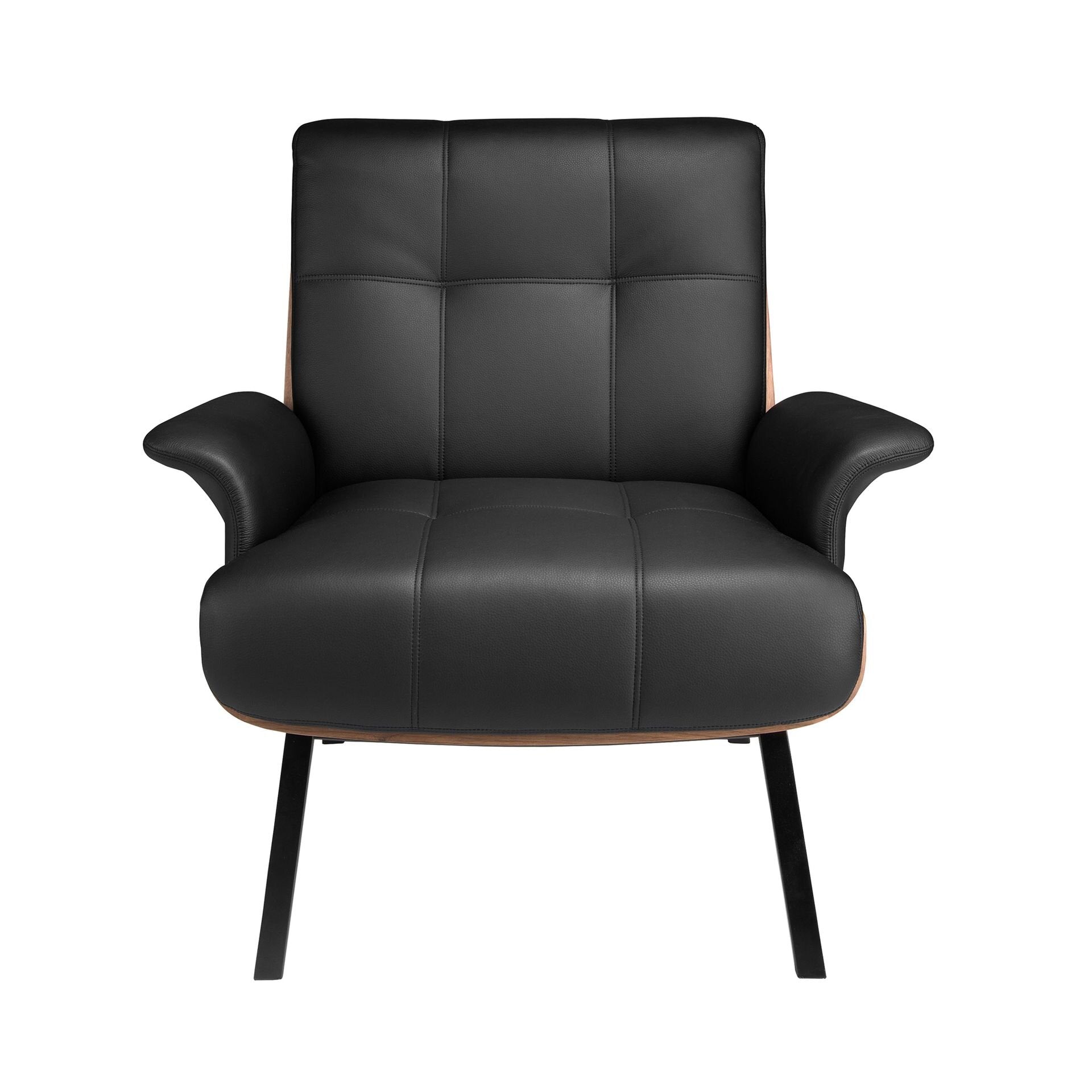 Black and Walnut Leatherette Armchair