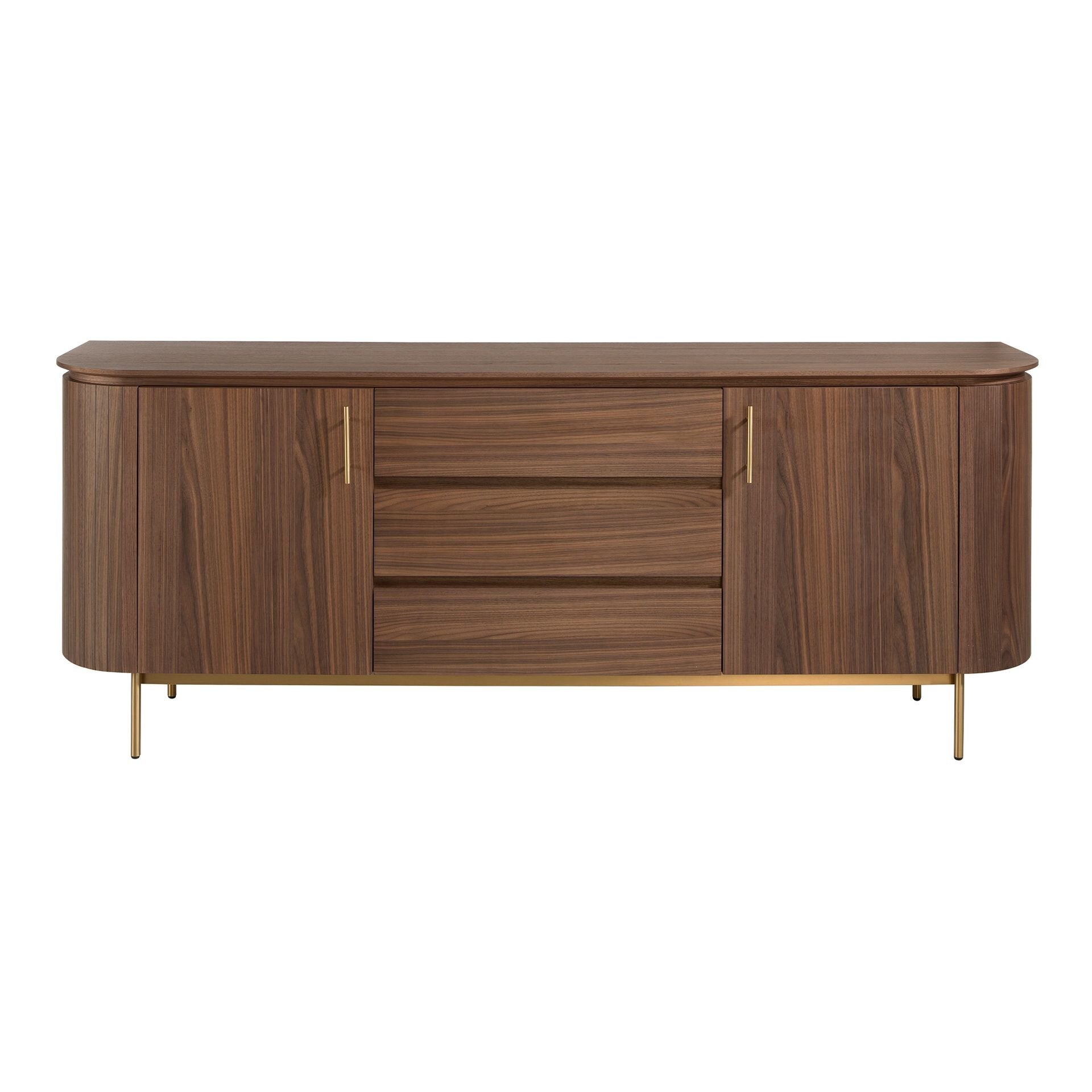 Sideboard walnut and golden polished steel