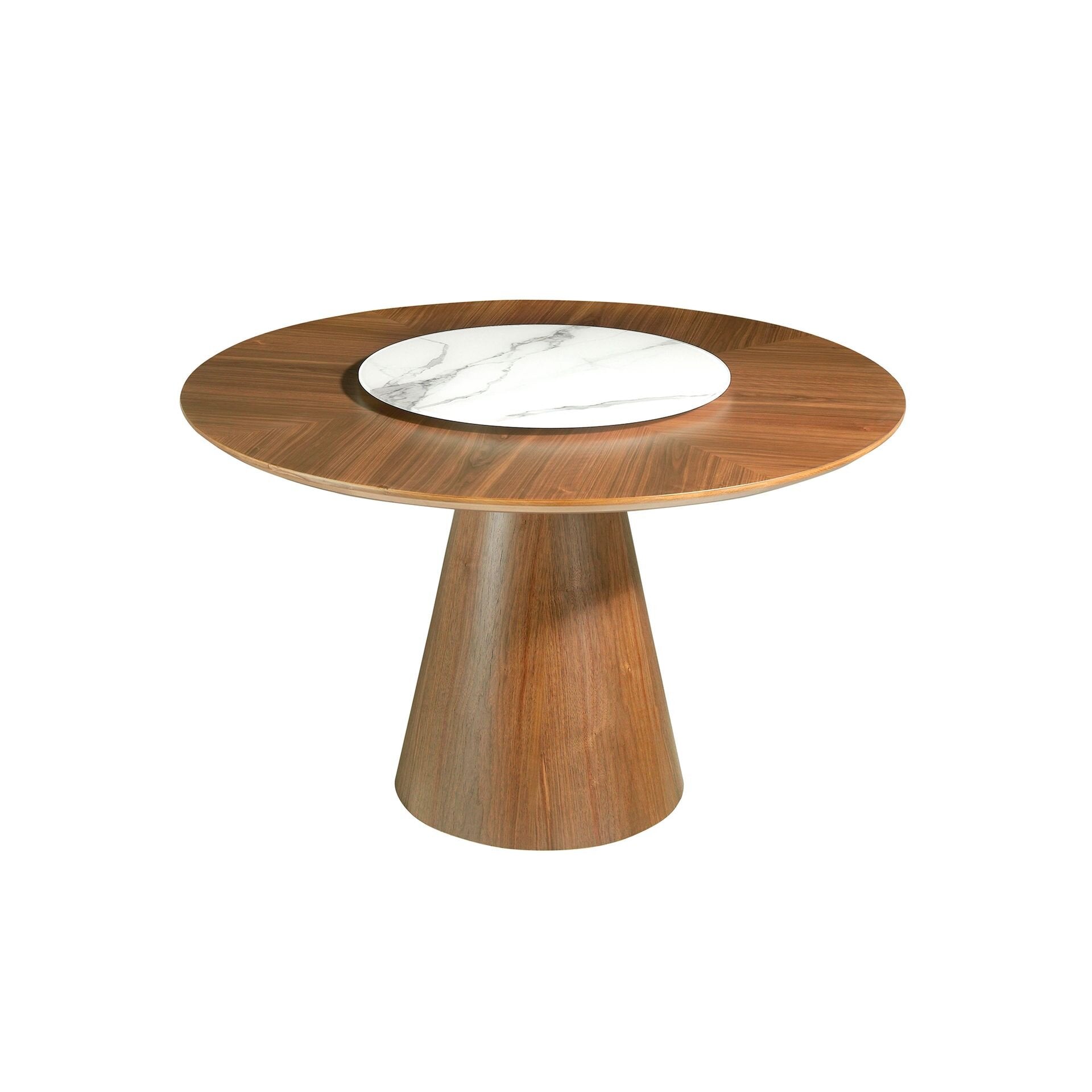 Rotating Round Walnut Dining Table