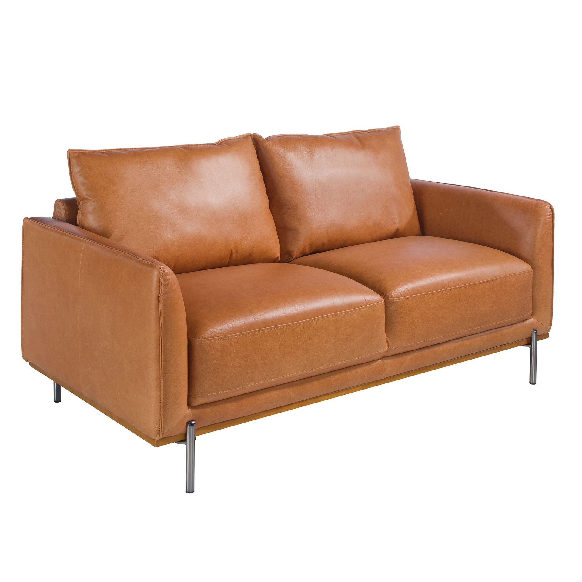 Brown Leather 2-seater Sofa