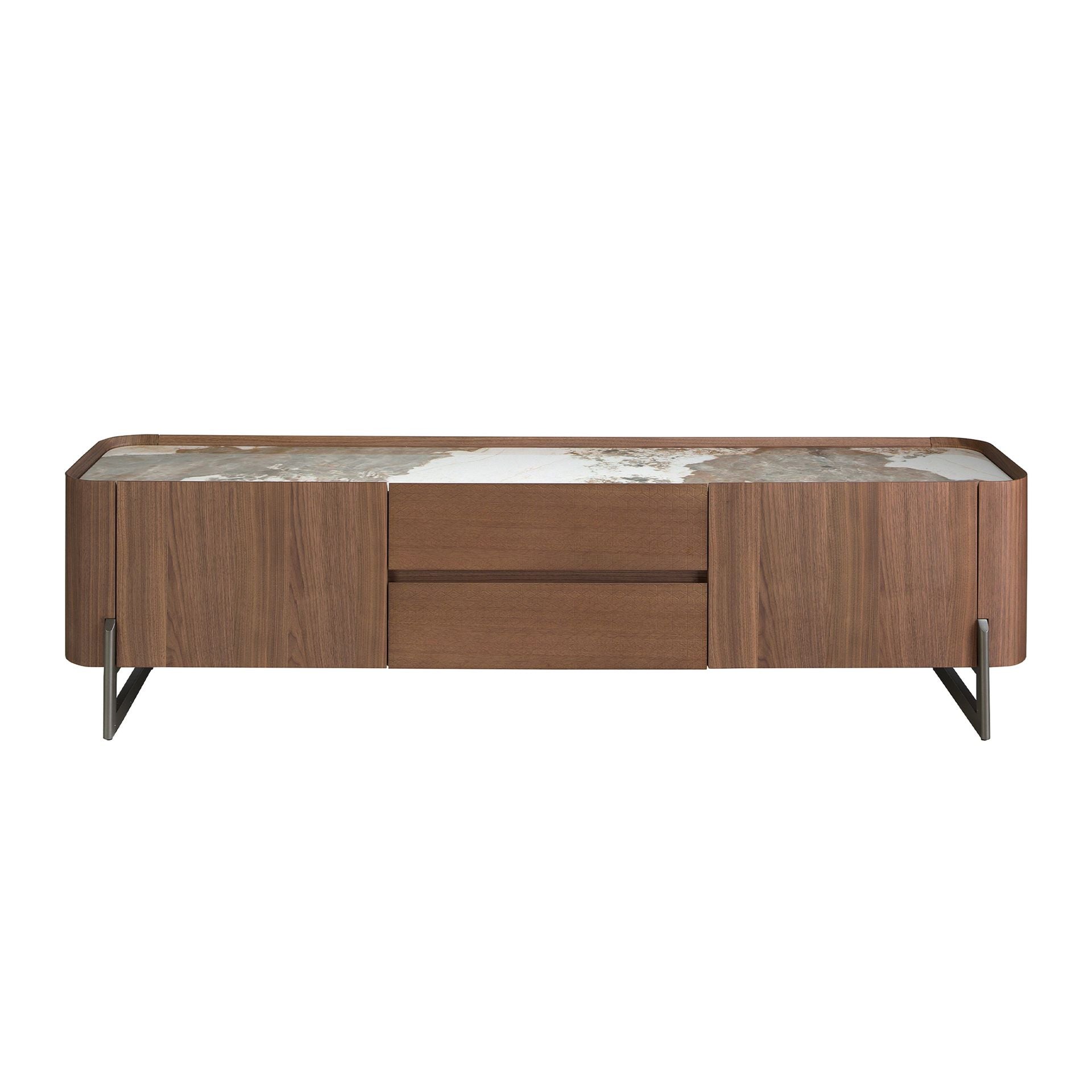 Walnut TV Cabinet with porcelain marble top