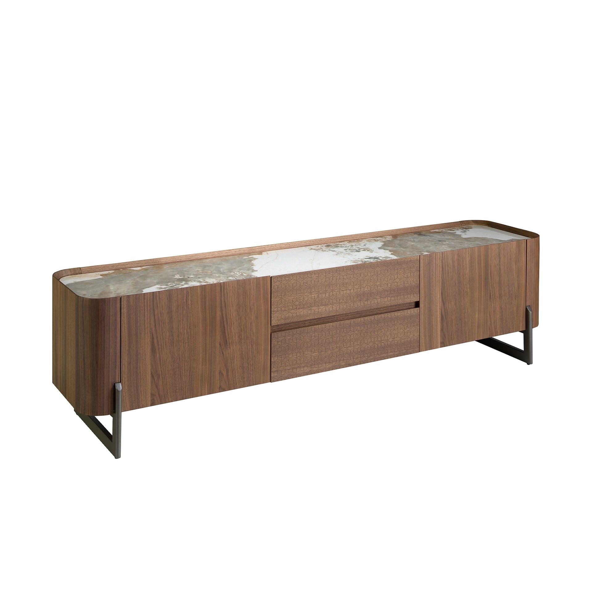 Walnut TV Cabinet with porcelain marble top