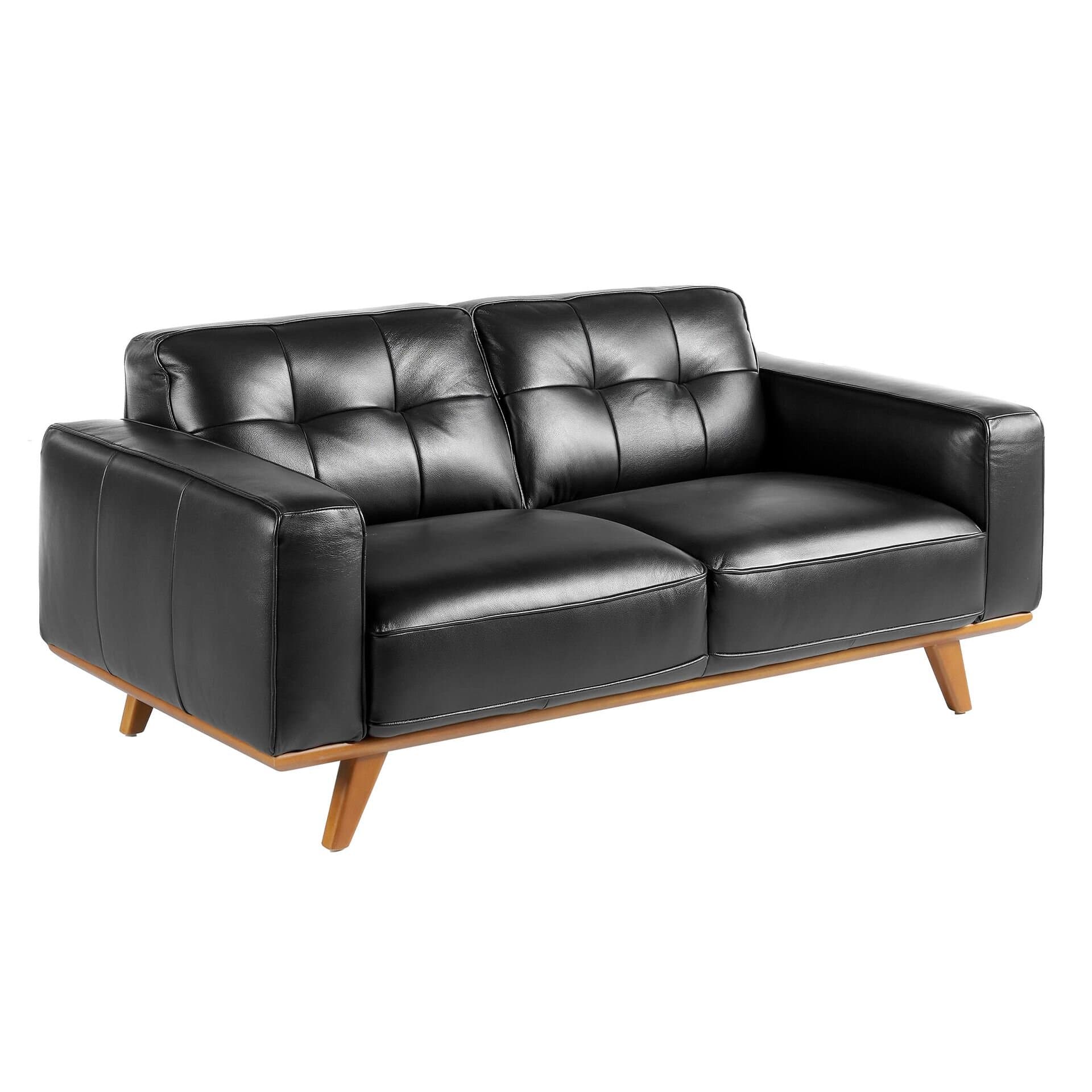 Chester 2 seater Sofa Black Leather