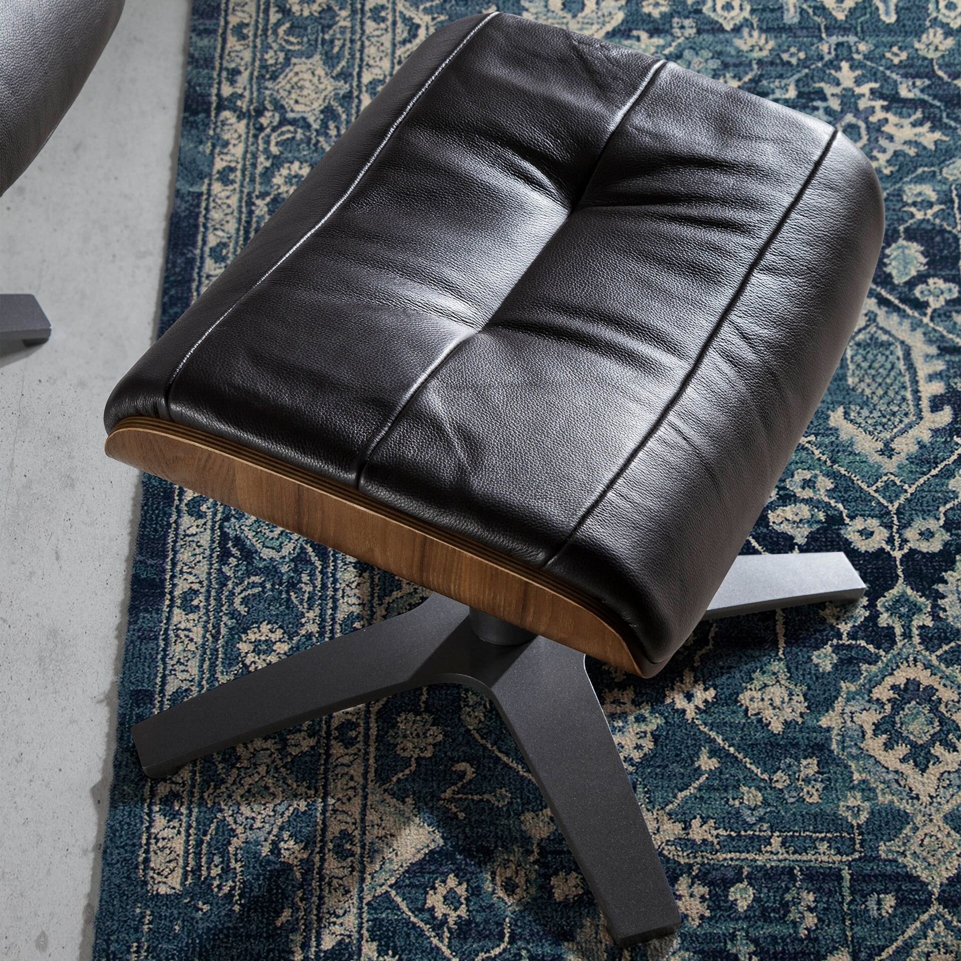 Chocolate Brown Leather Ottoman