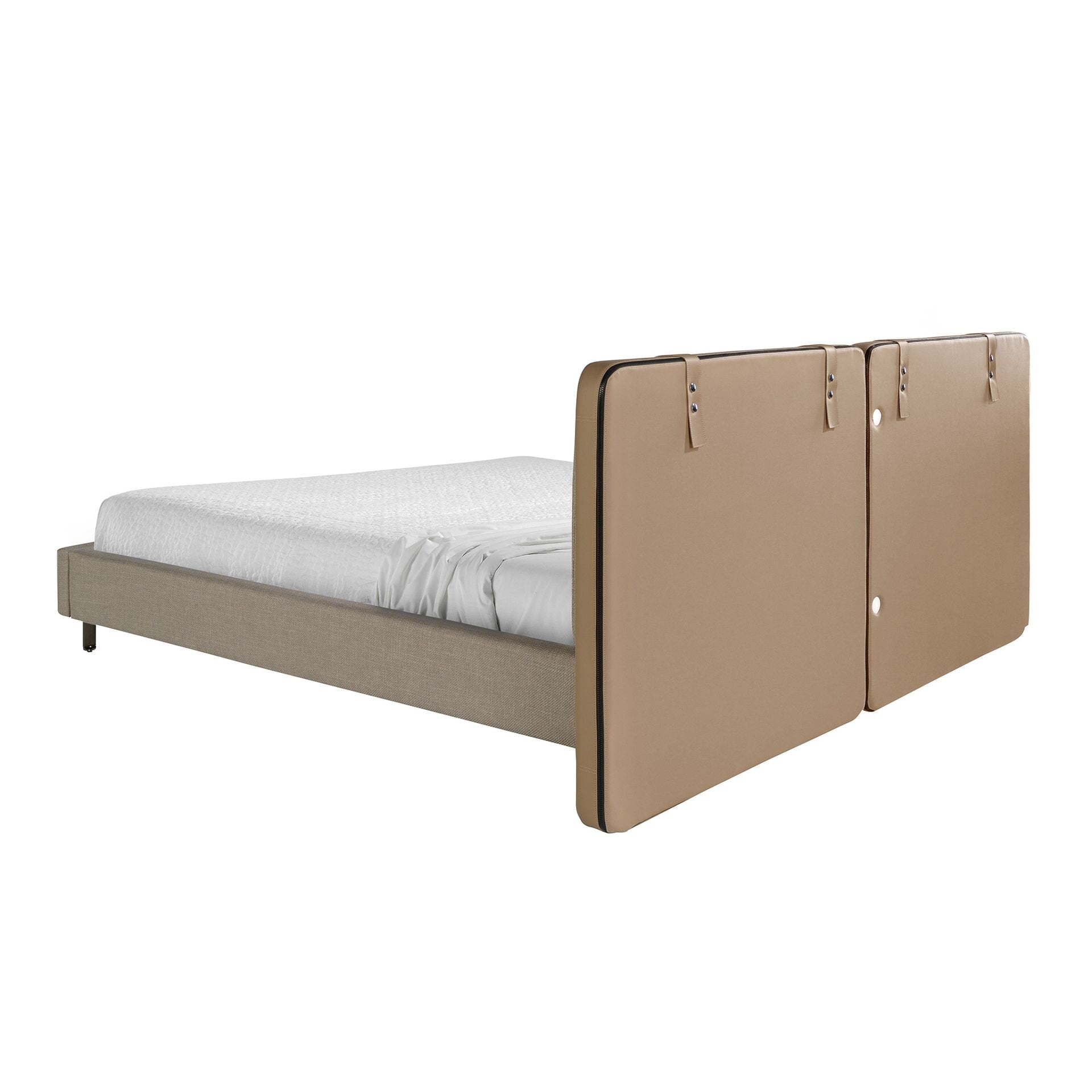 Mink Leatherette Fabric Grey Bed
