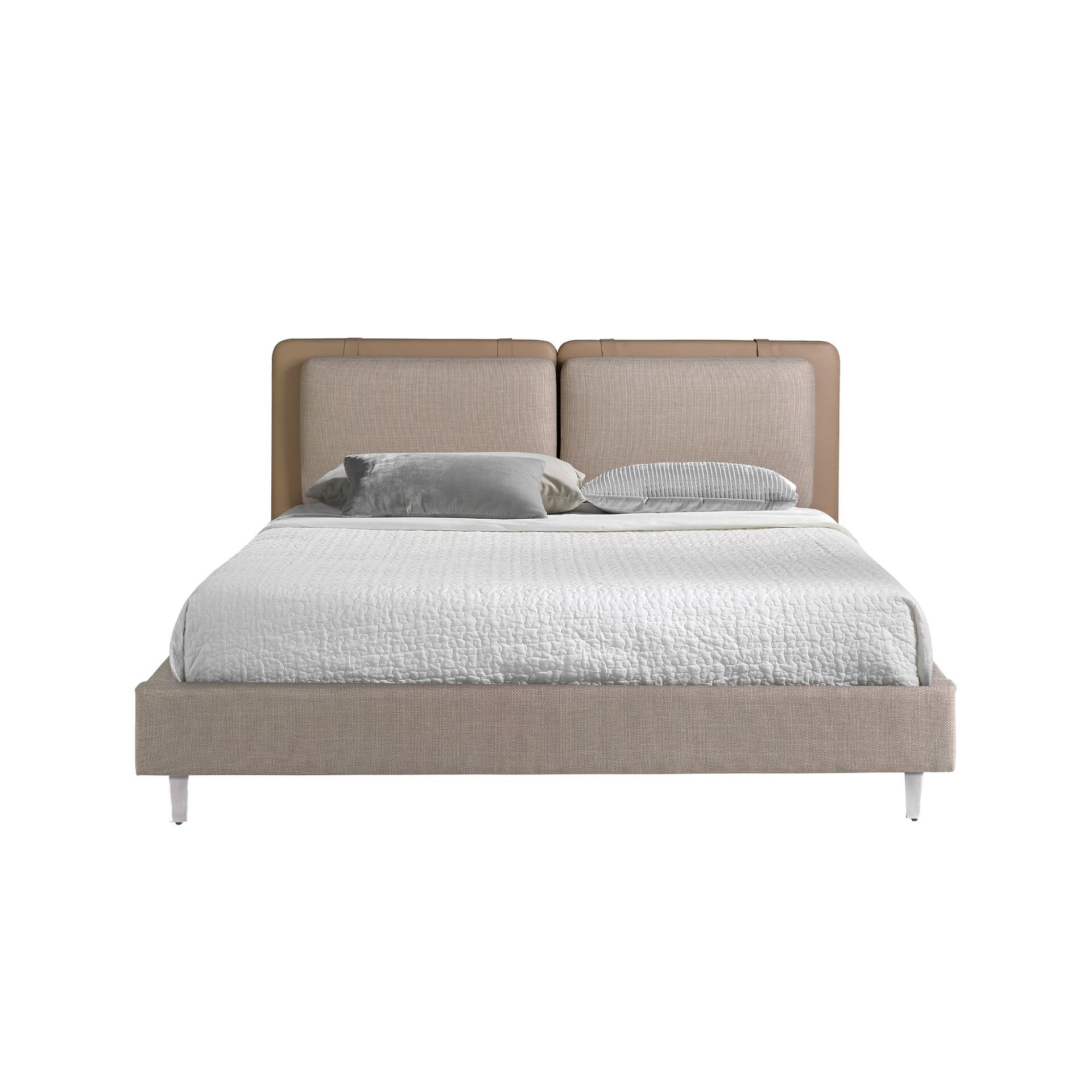 Mink Leatherette Fabric Grey Bed