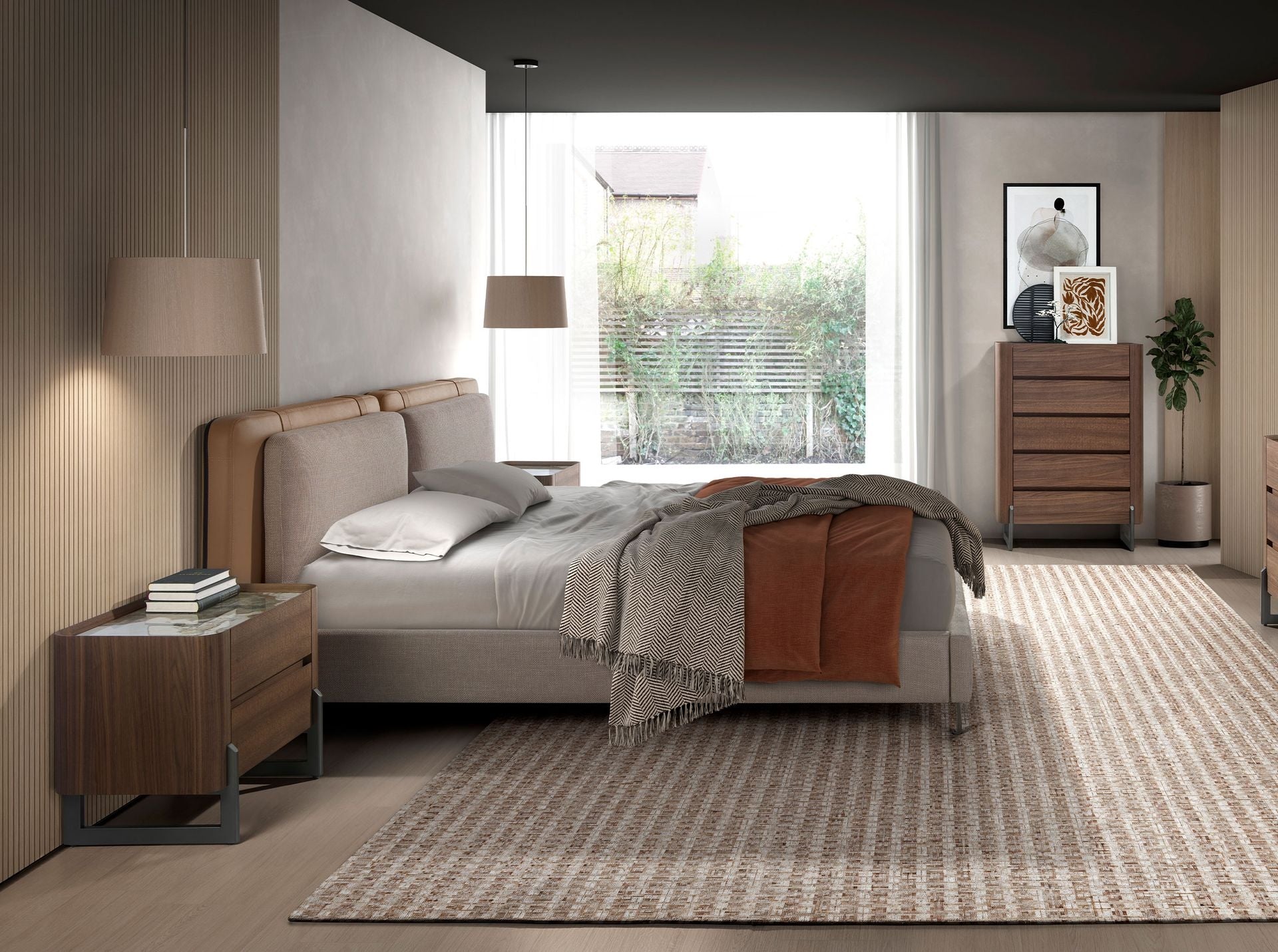 Mink Leatherette Fabric Grey Bed