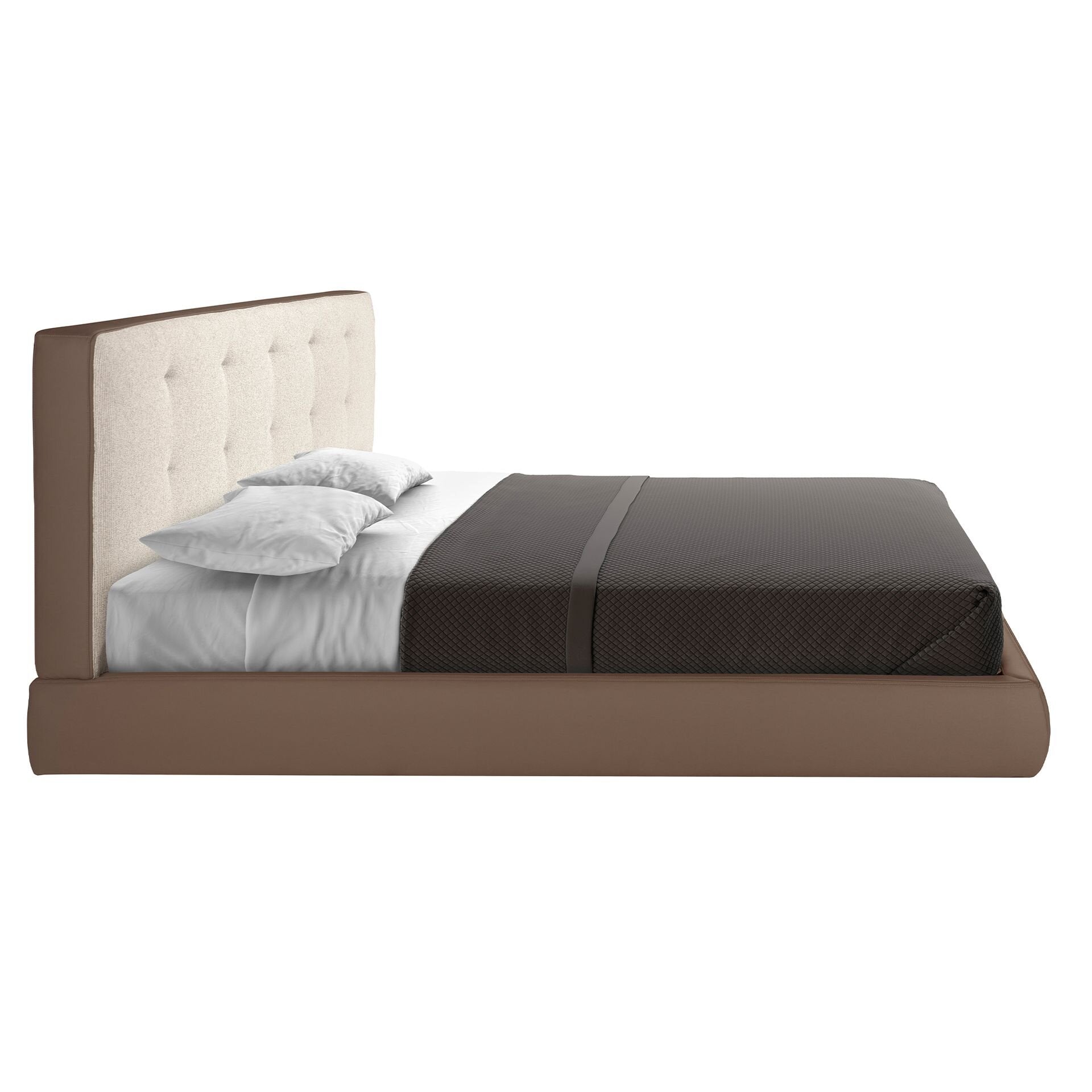 Brown Fabric and Eco-Leather Bed