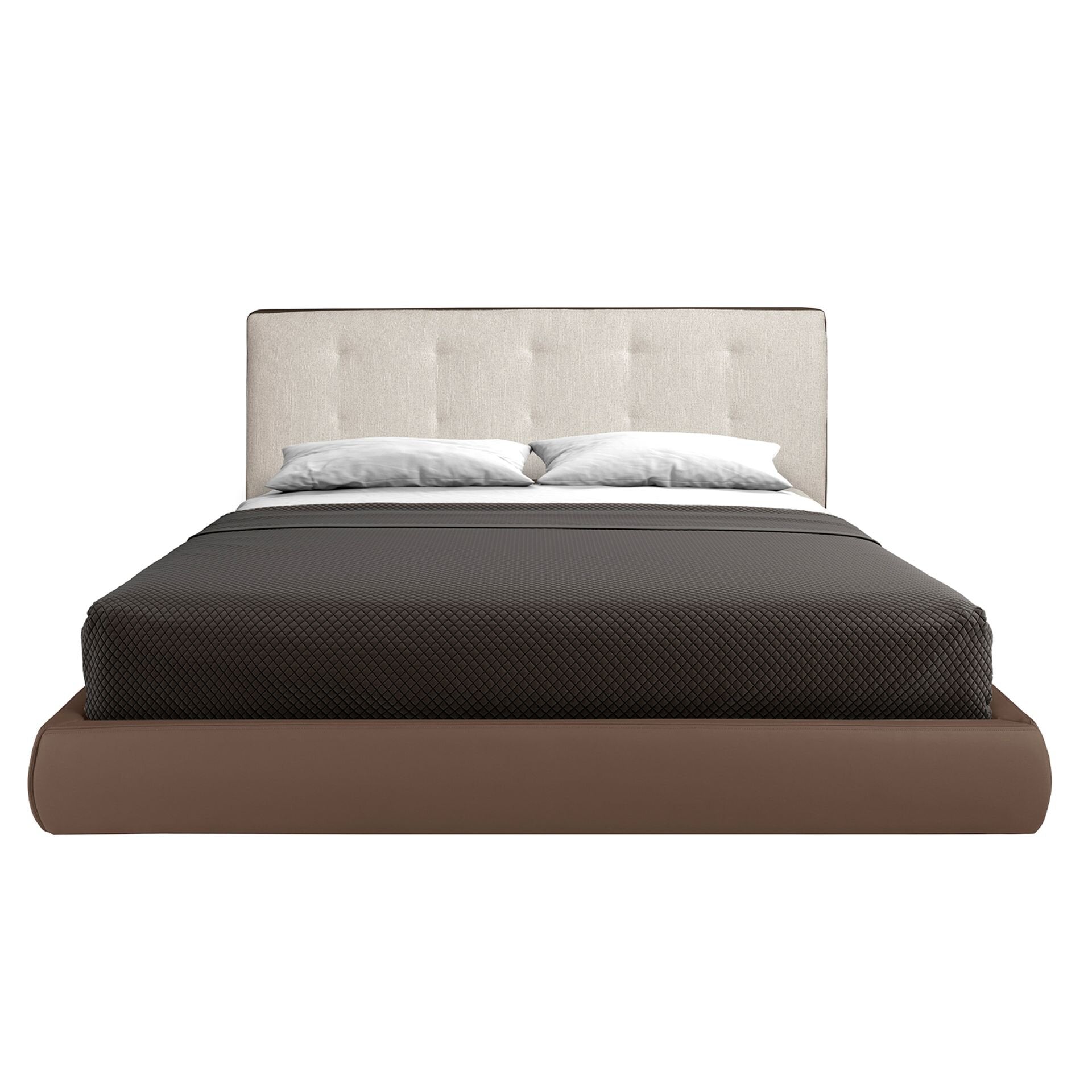Brown Fabric and Eco-Leather Bed