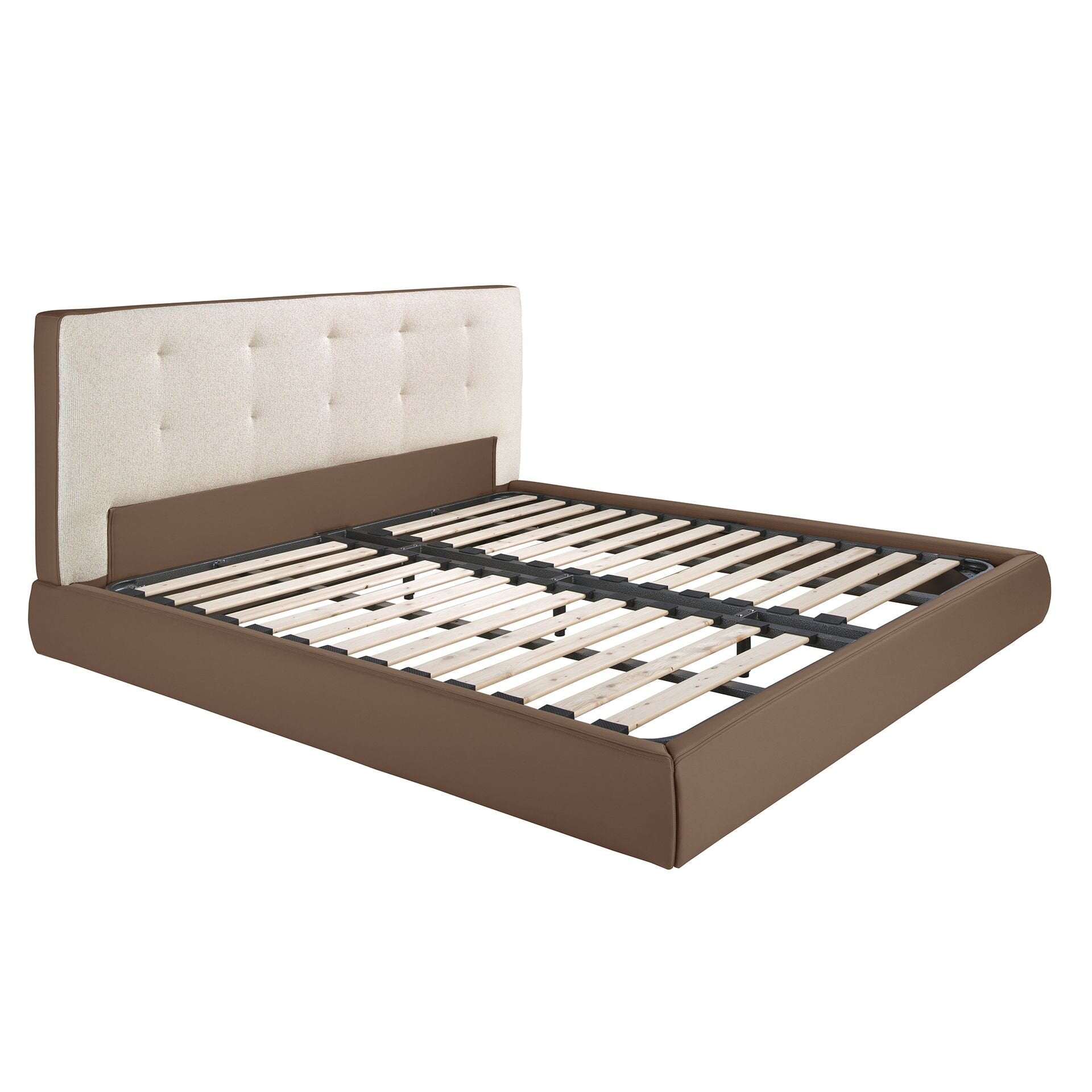 Brown Fabric and Eco-Leather Bed
