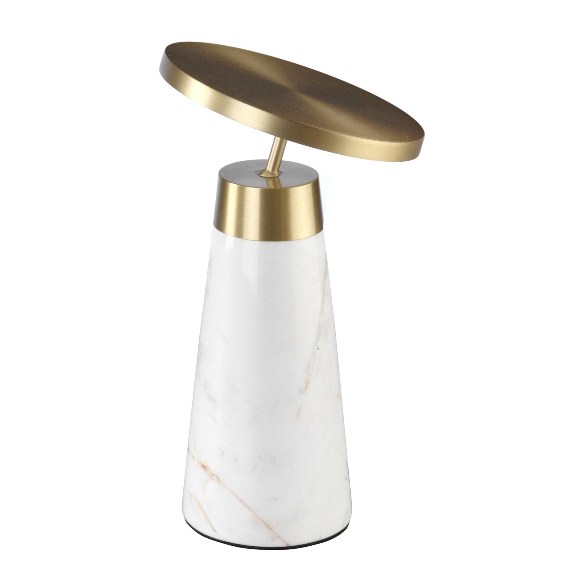 Table Lamp White Marble Golden Steel