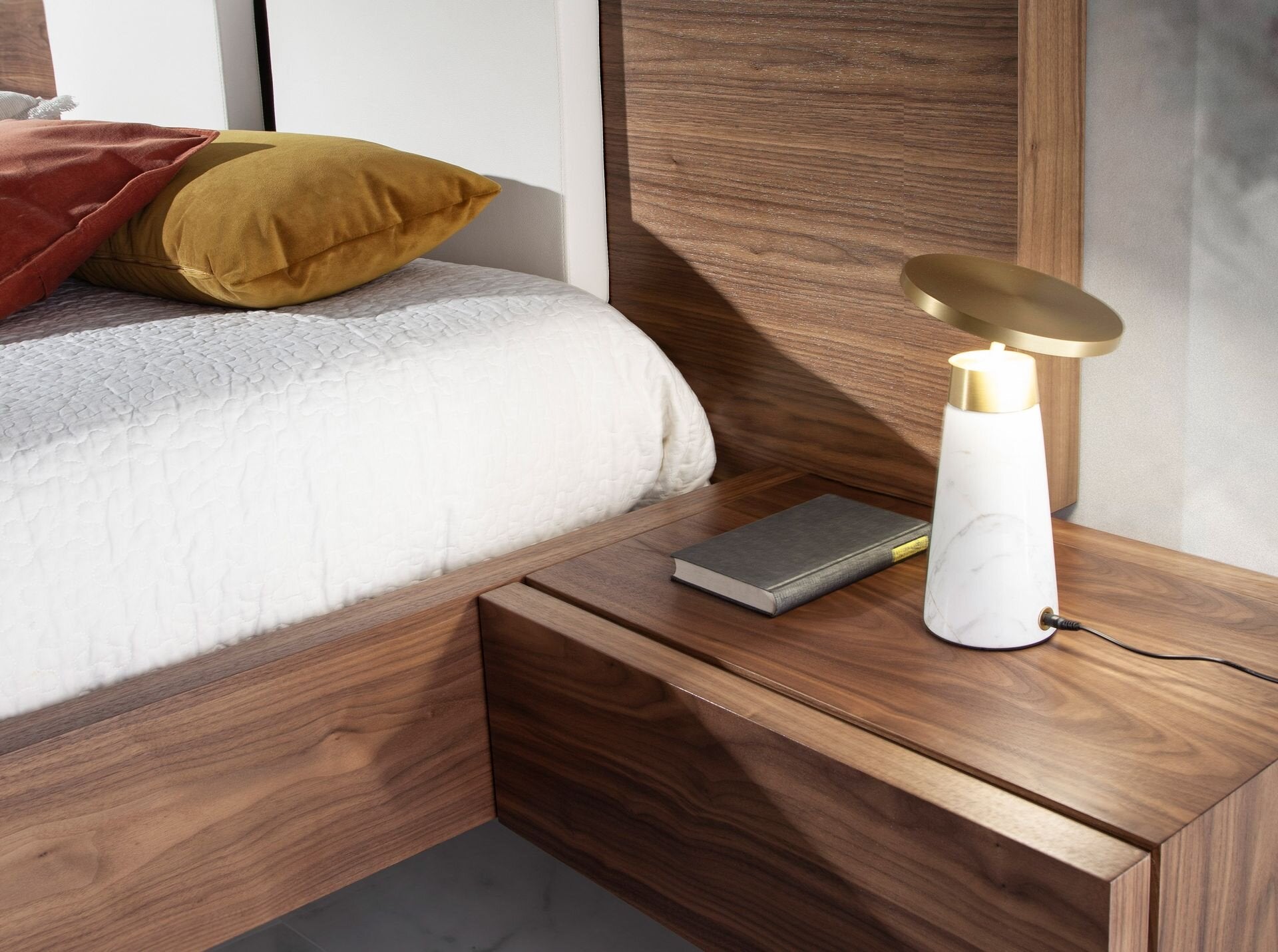 Table Lamp White Marble Golden Steel