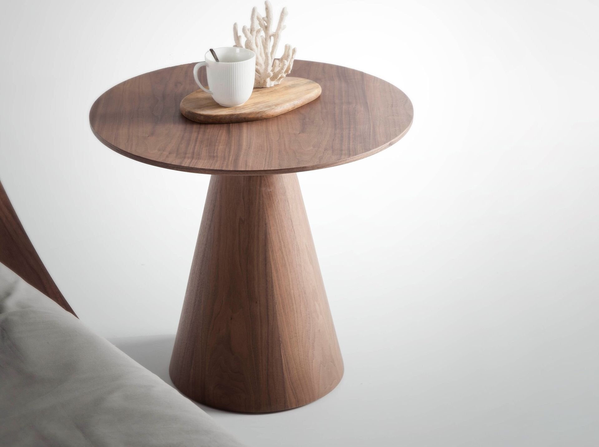 Round Walnut Corner Table