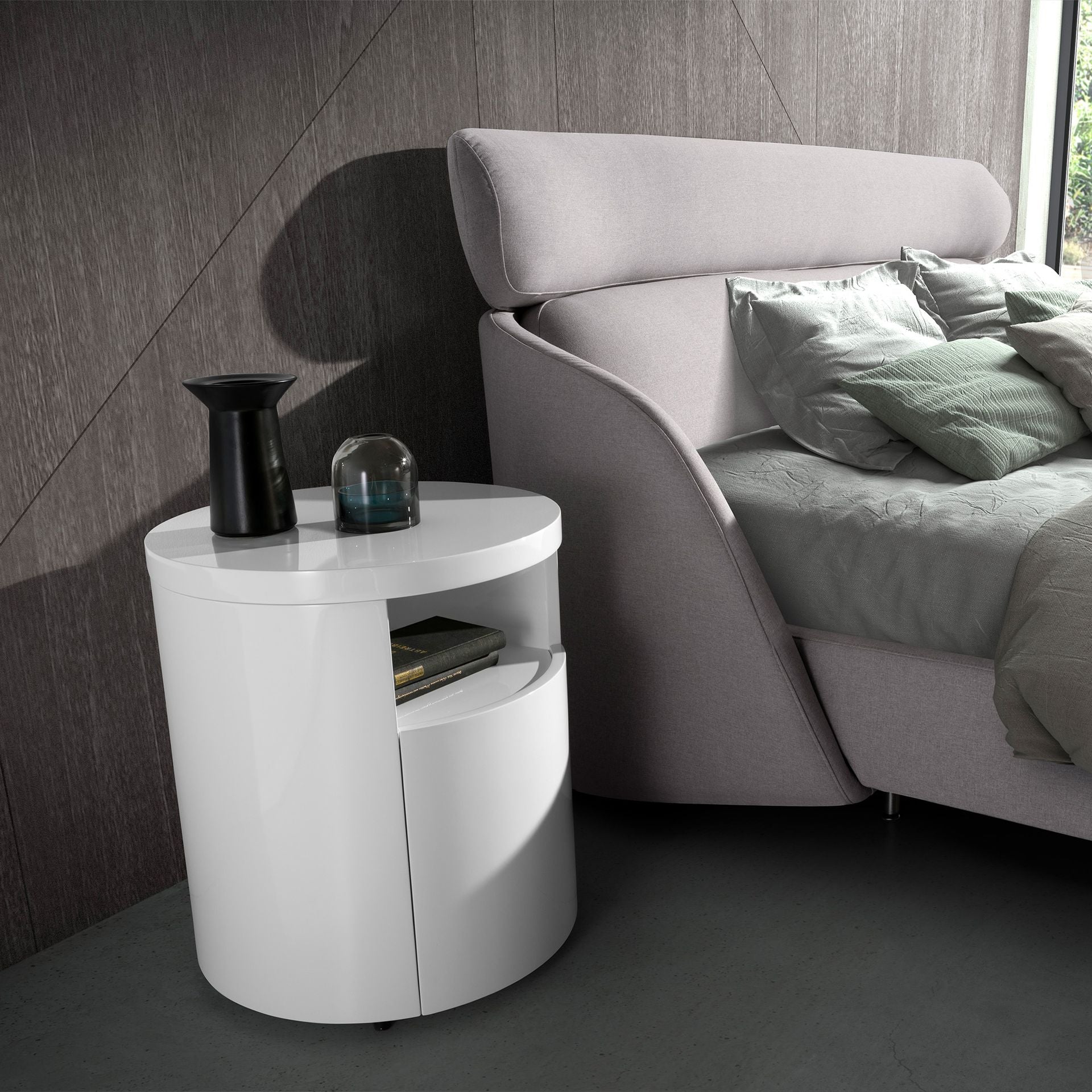 Bedside table white wood
