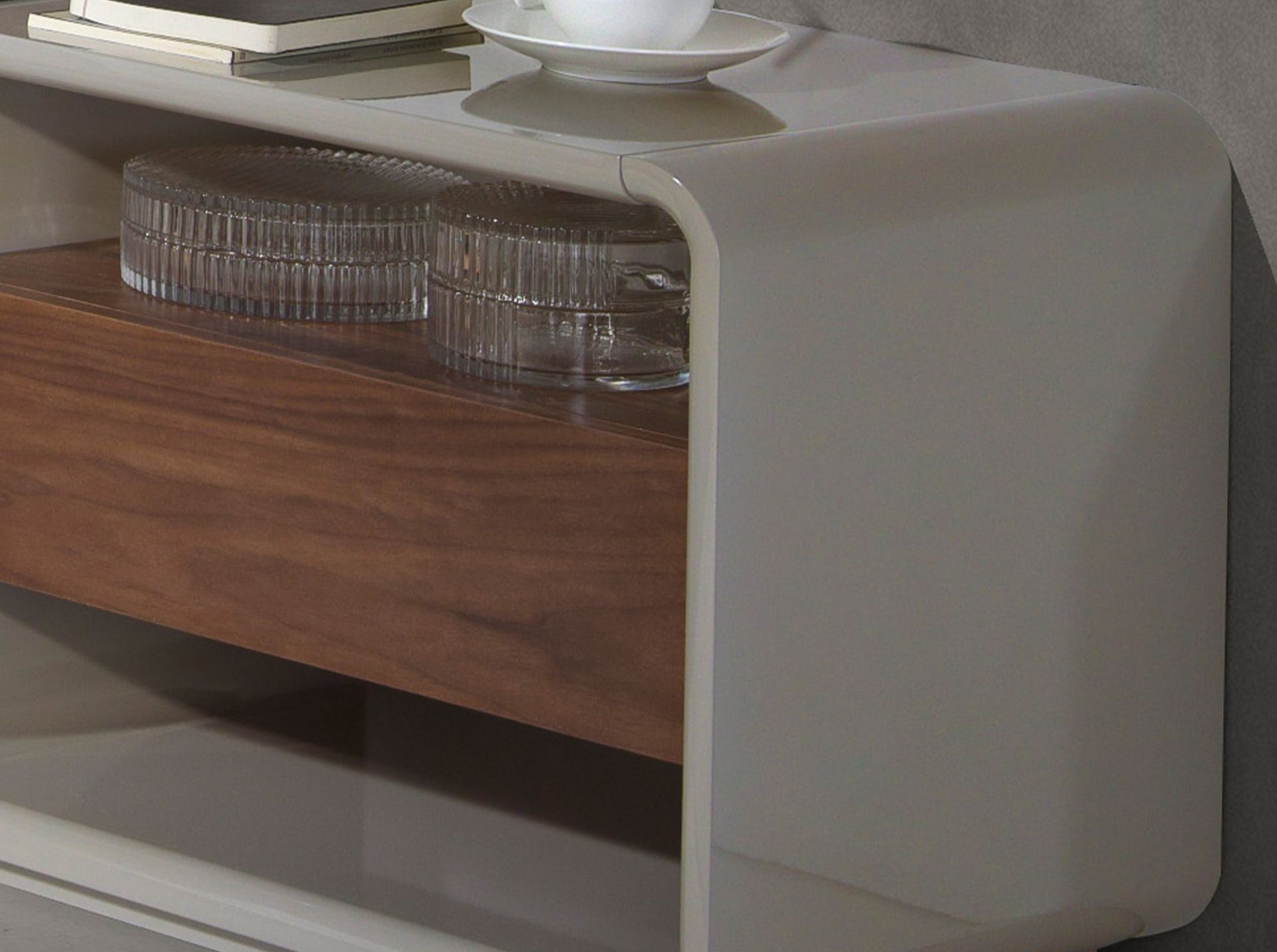 Bedside table walnut and grey wood