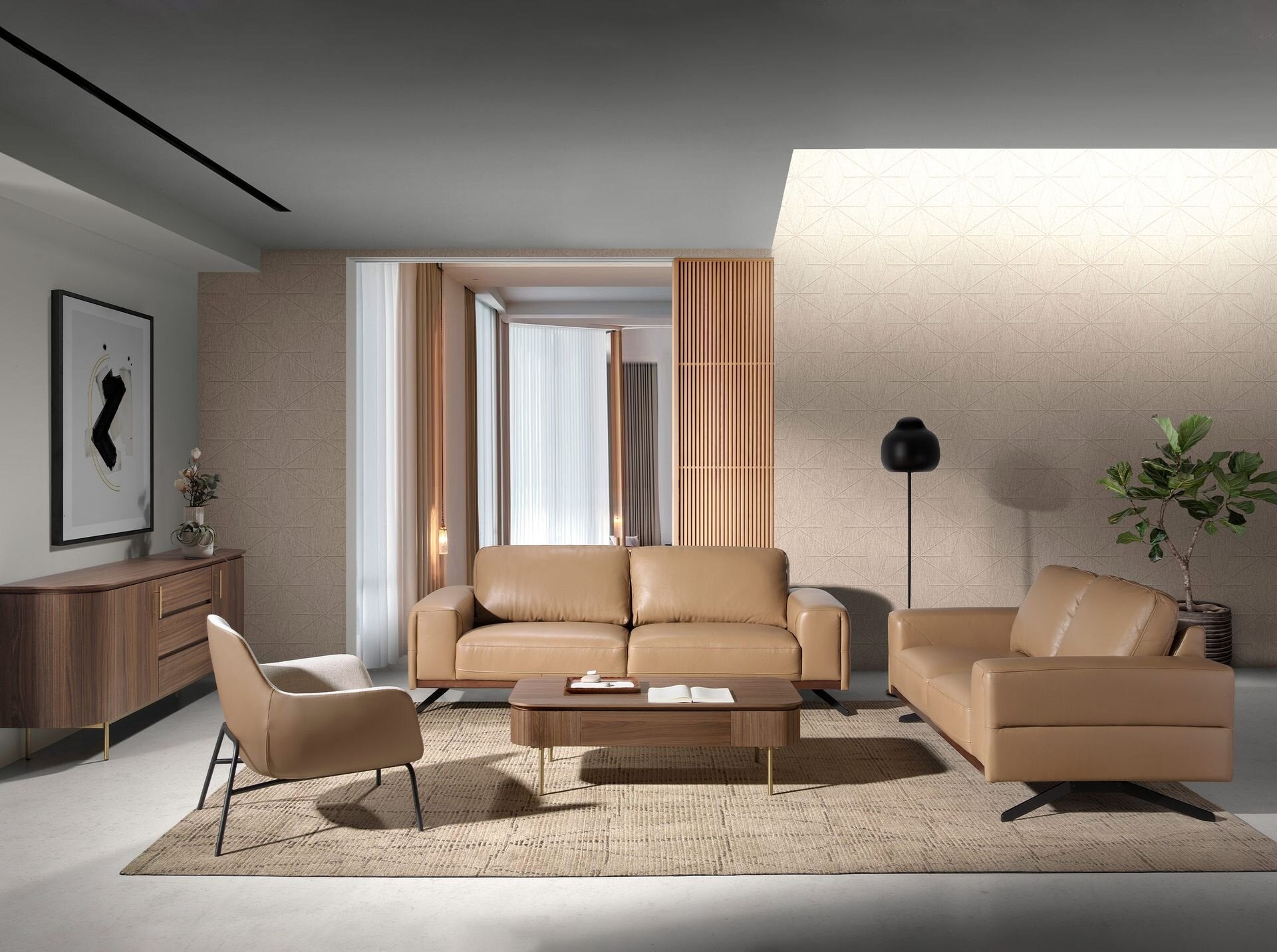 Cream Fabric and Leatherette Armchair