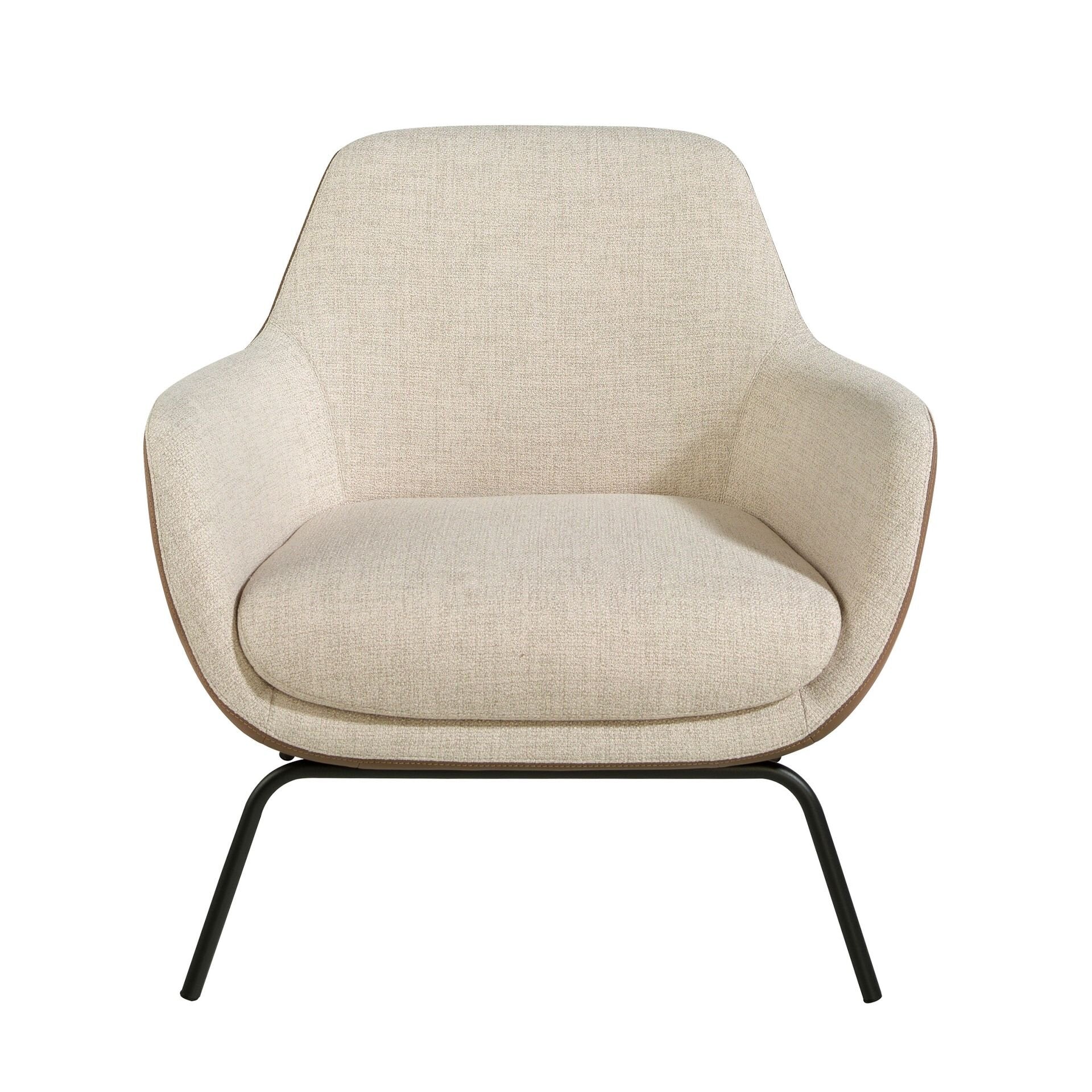 Cream Fabric and Leatherette Armchair