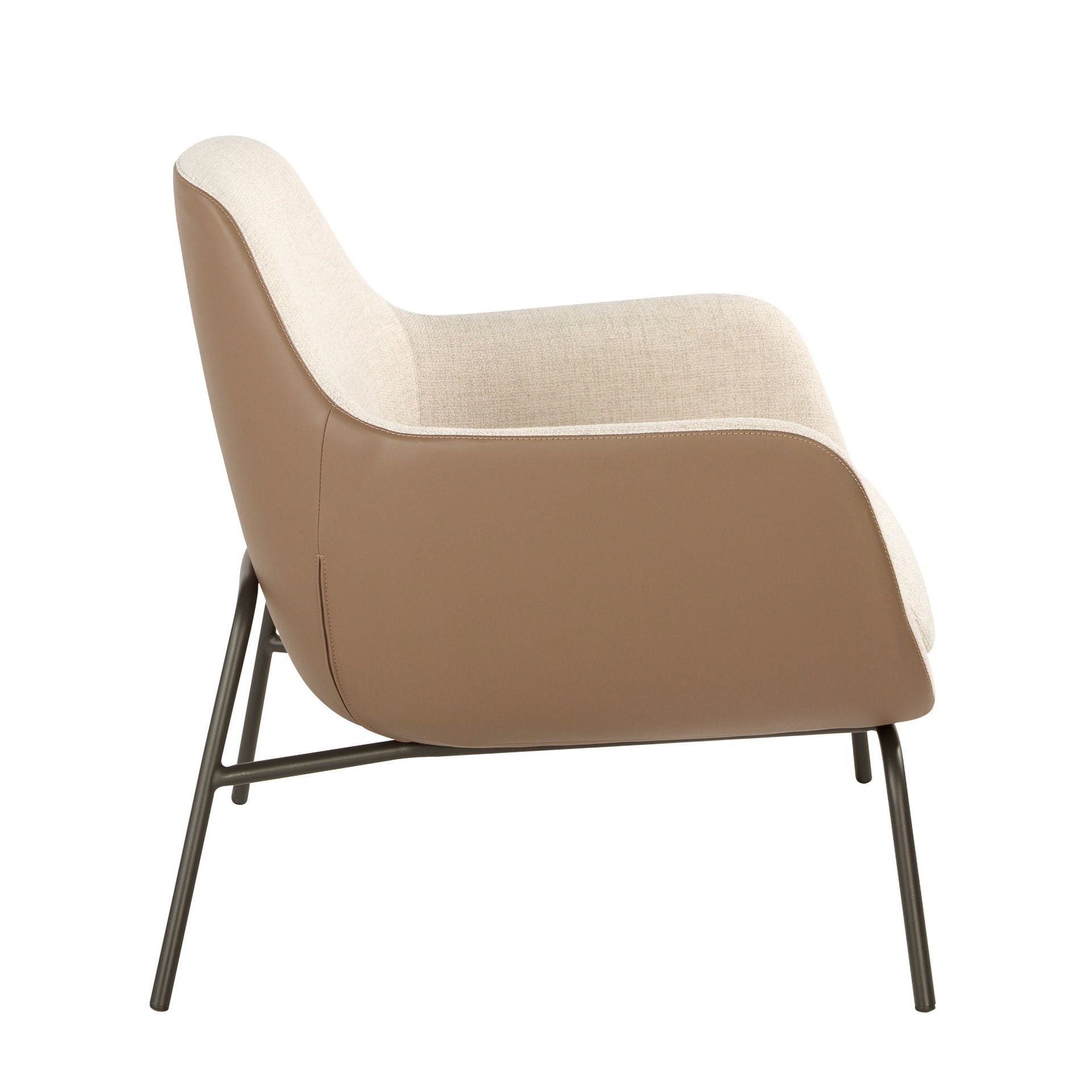 Cream Fabric and Leatherette Armchair
