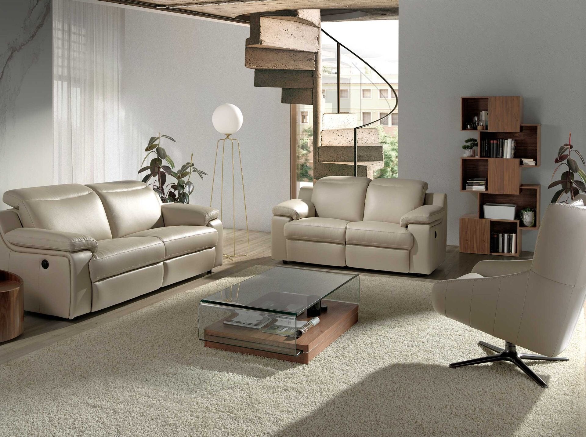 Rectangular tempered glass and walnut coffee table