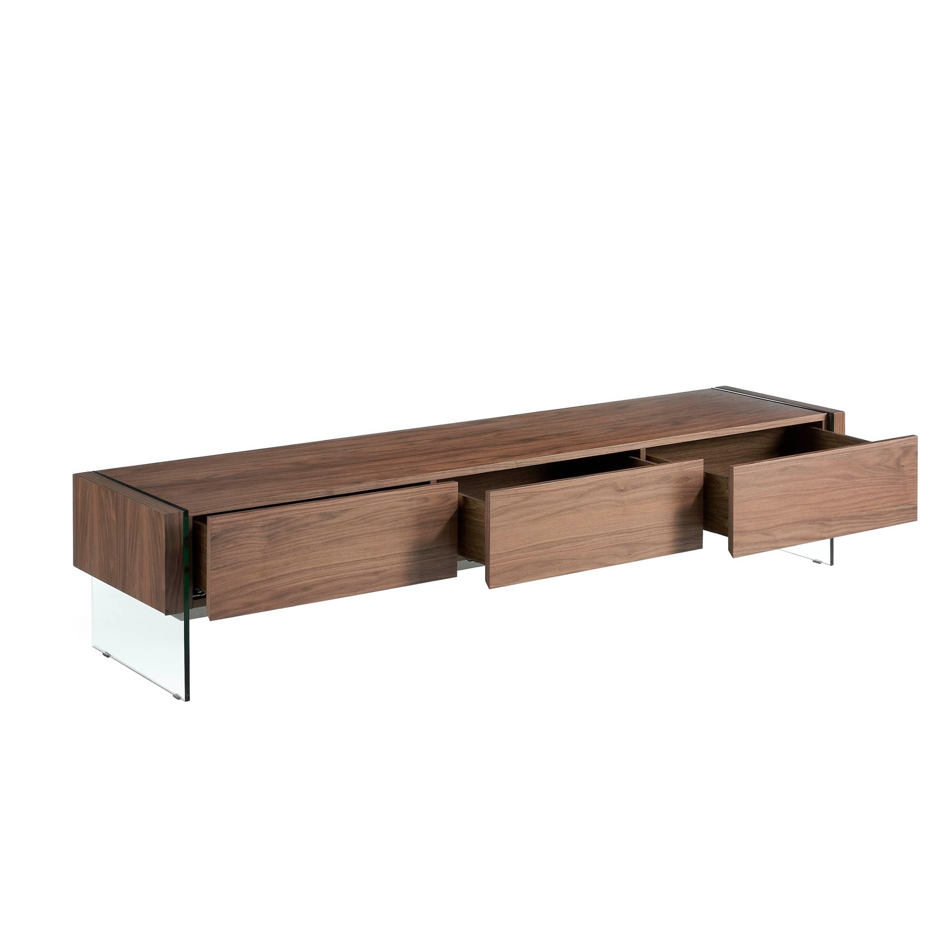Walnut and tempered glass TV Stand