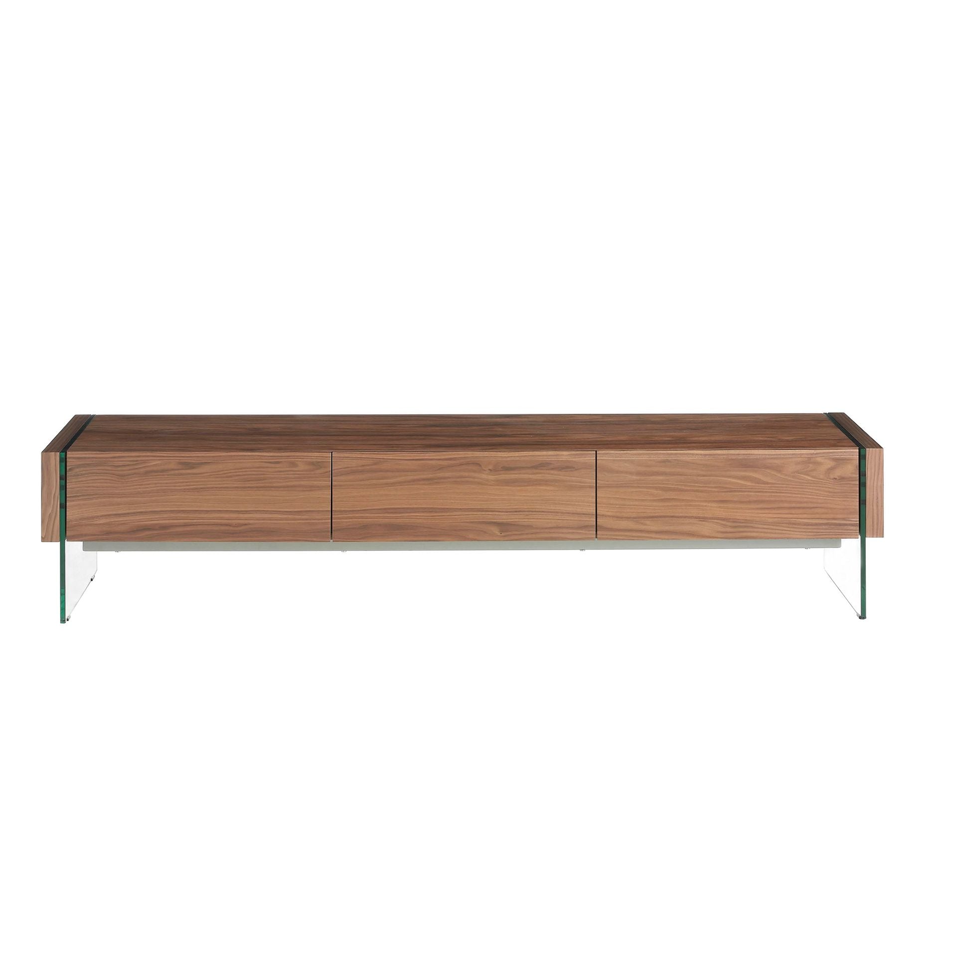 Walnut and tempered glass TV Stand
