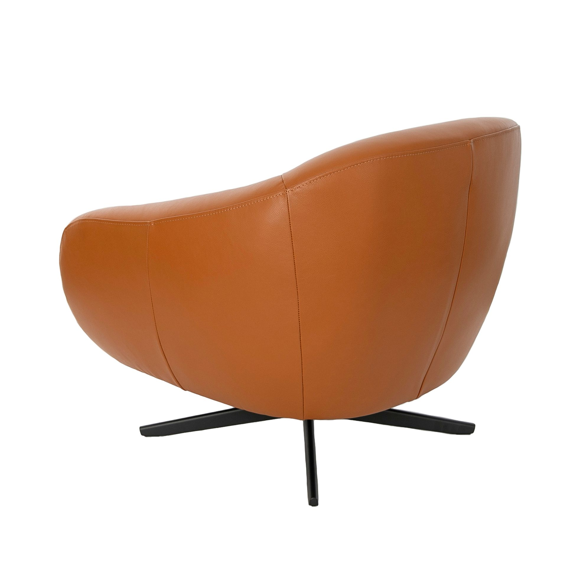 Brown leather swivel armchair