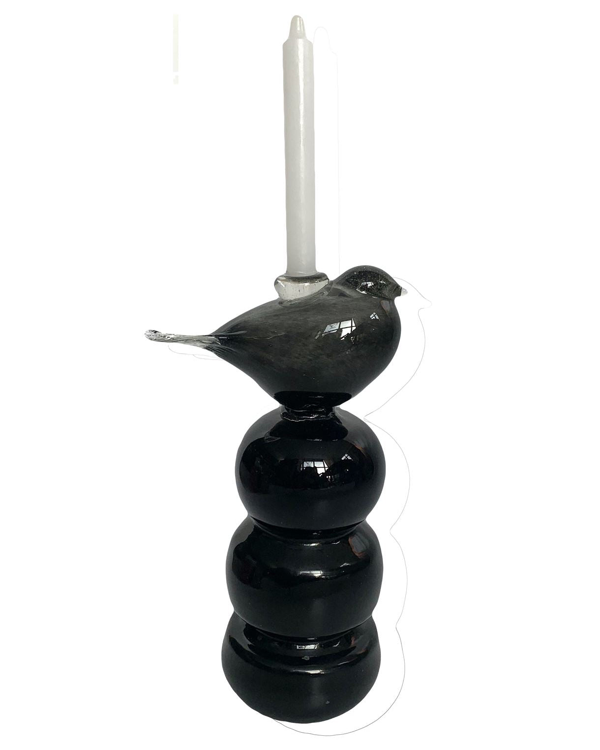 Black guta glass candle holder