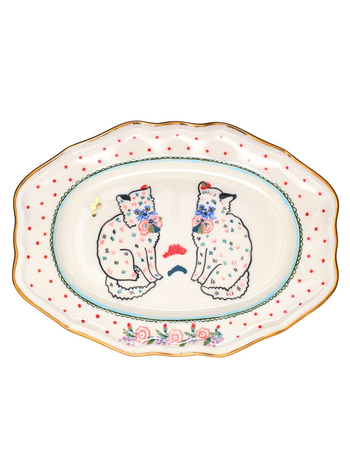 Oval plate with kittens
