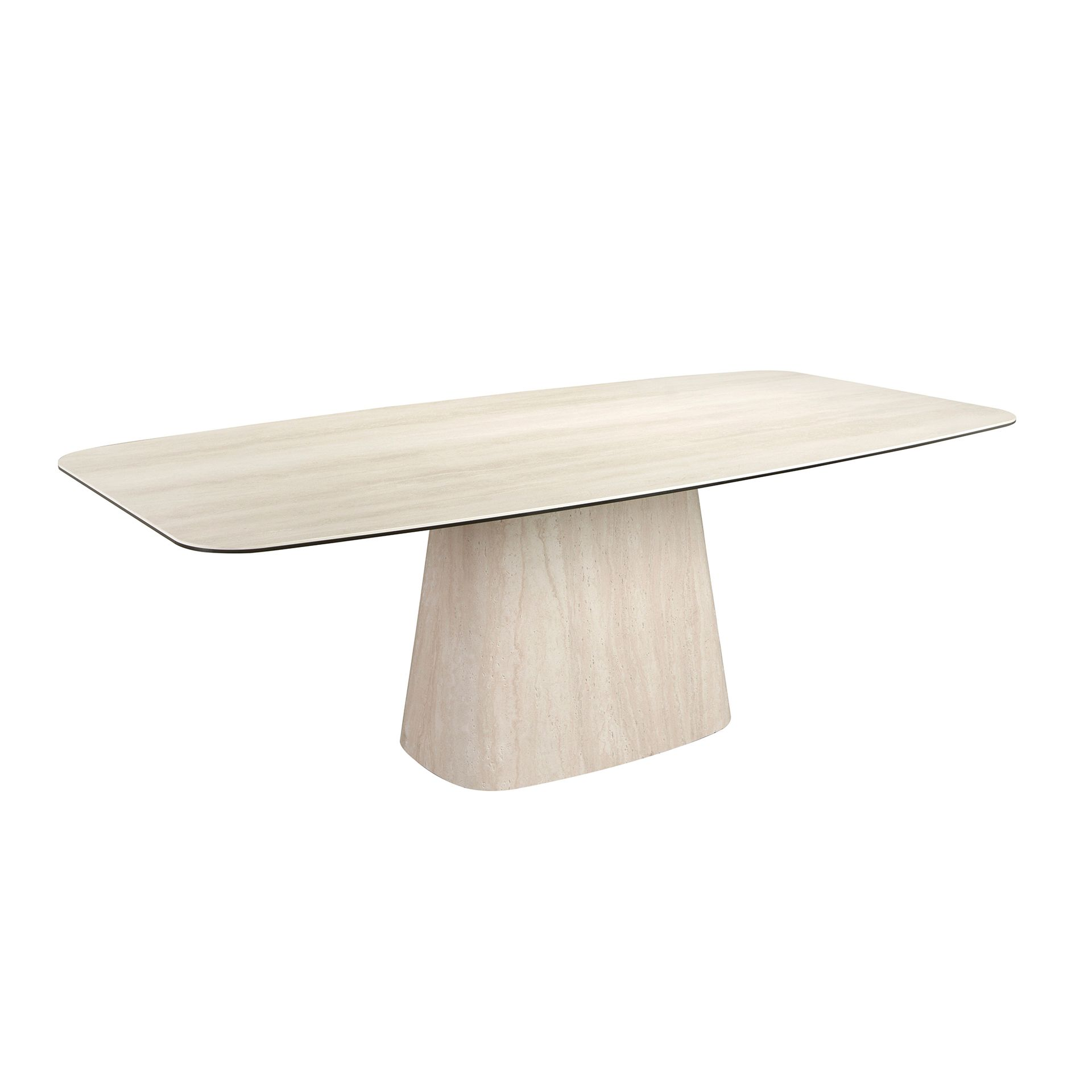 Oval barrel dining table in porcelain marble