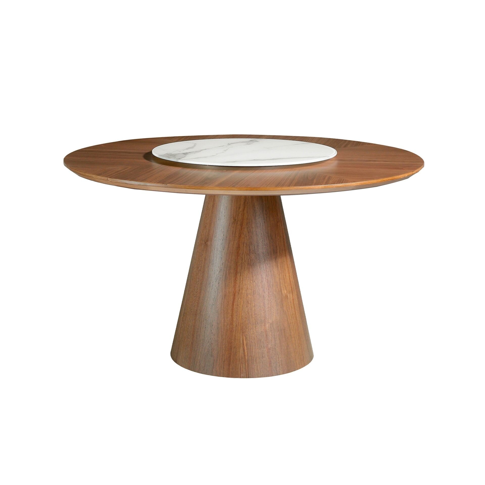 Rotating Round Walnut Dining Table
