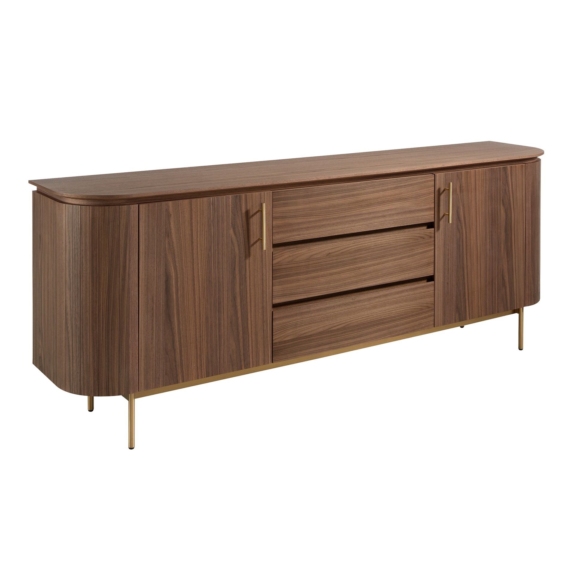 Sideboard walnut and golden polished steel