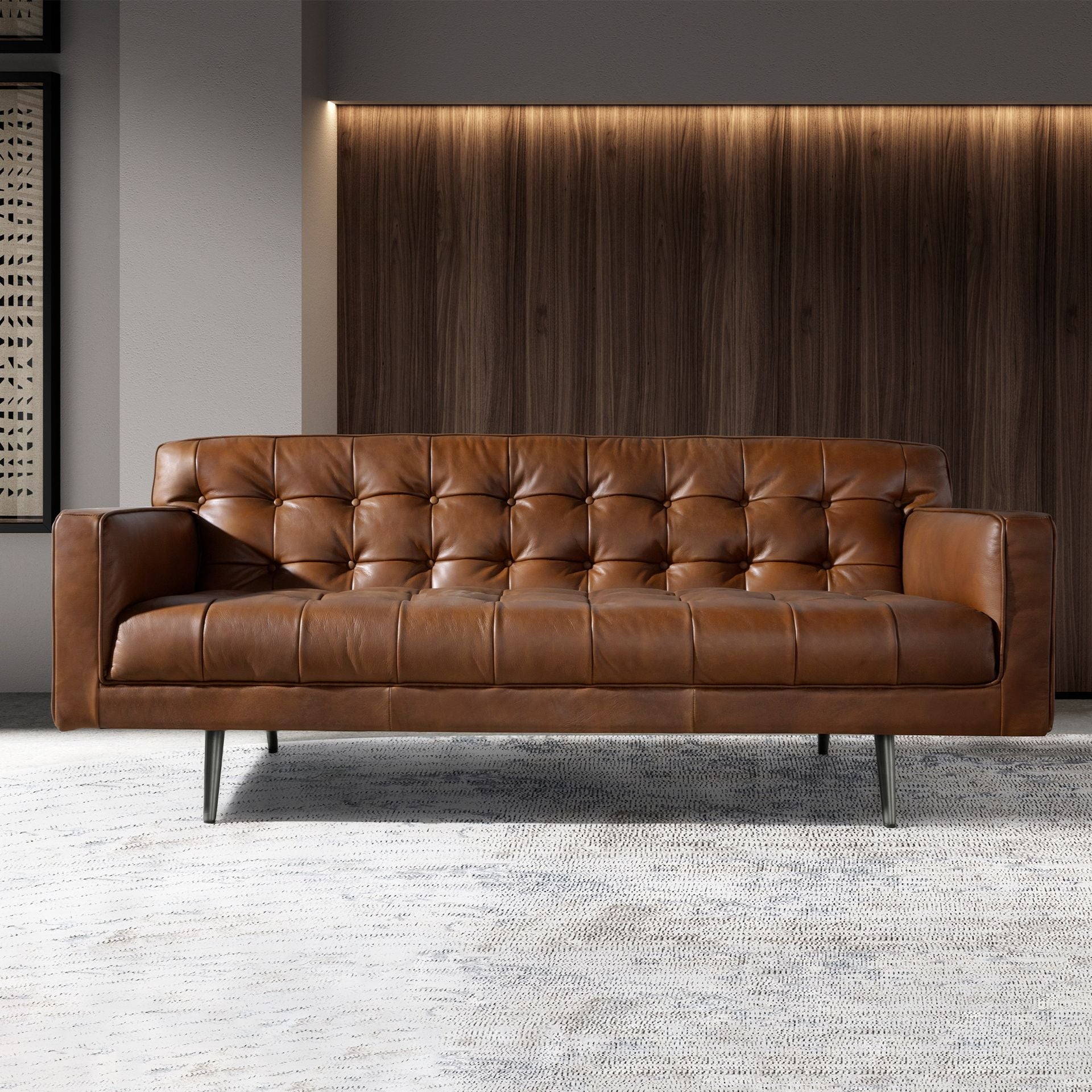Chester 2 seater Sofa in Dark Brown Leather