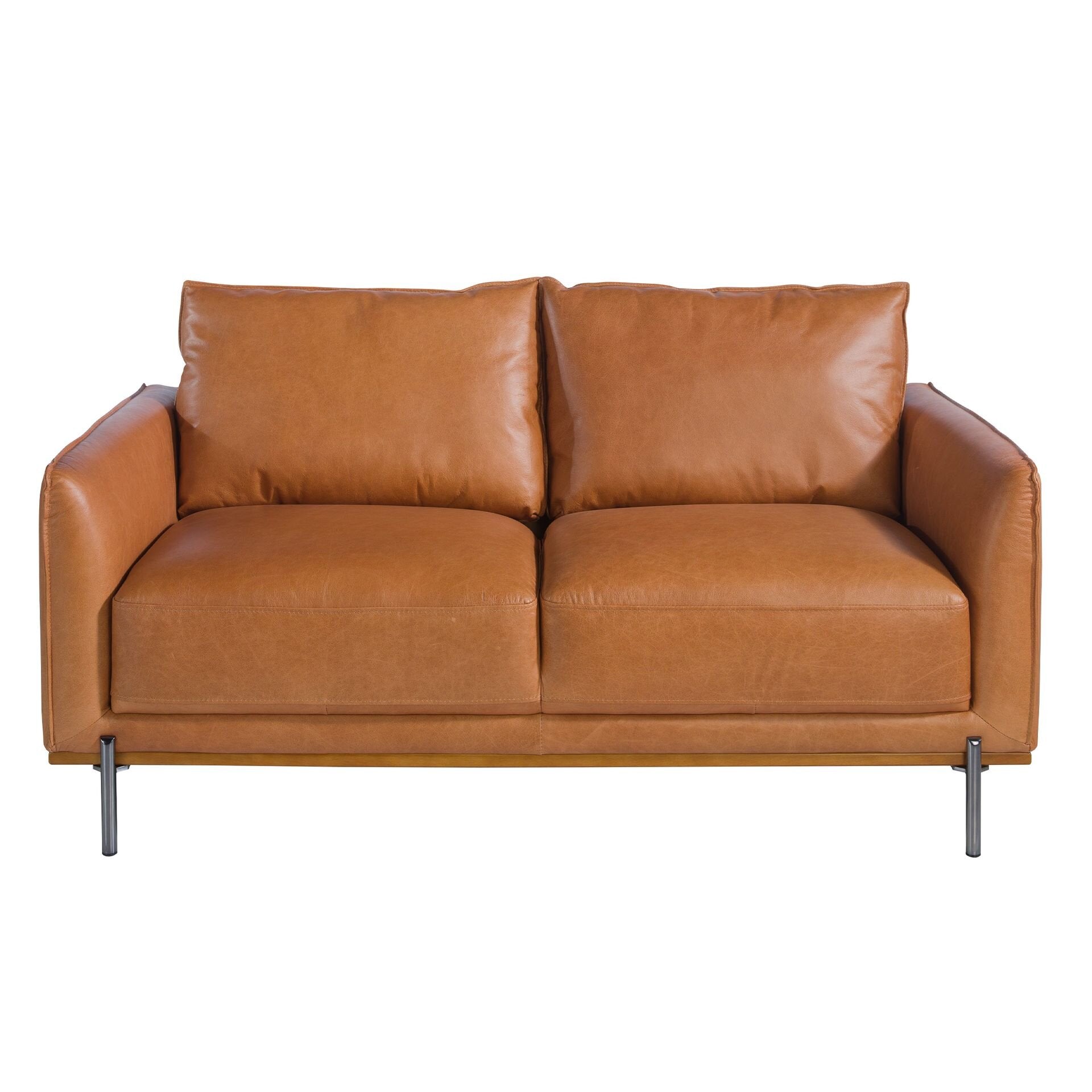 Brown Leather 2-seater Sofa