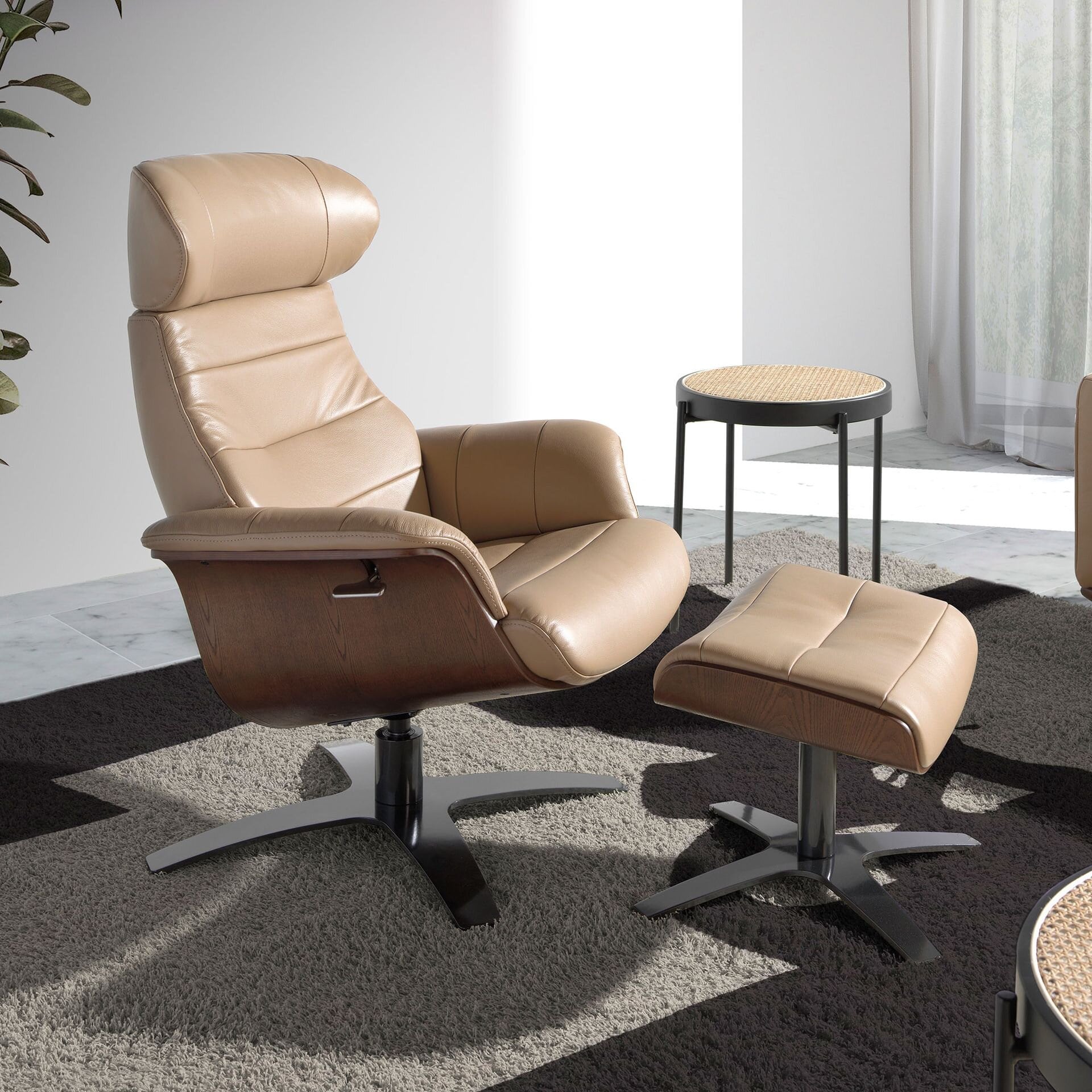 Sand Leather Ottoman