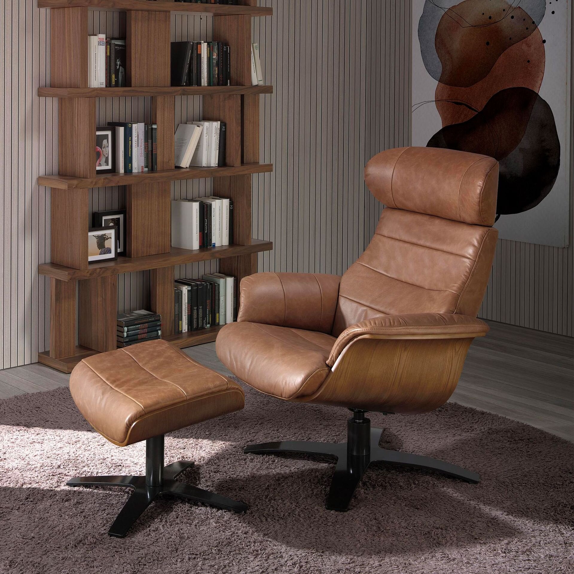 Brown Leather Ottoman