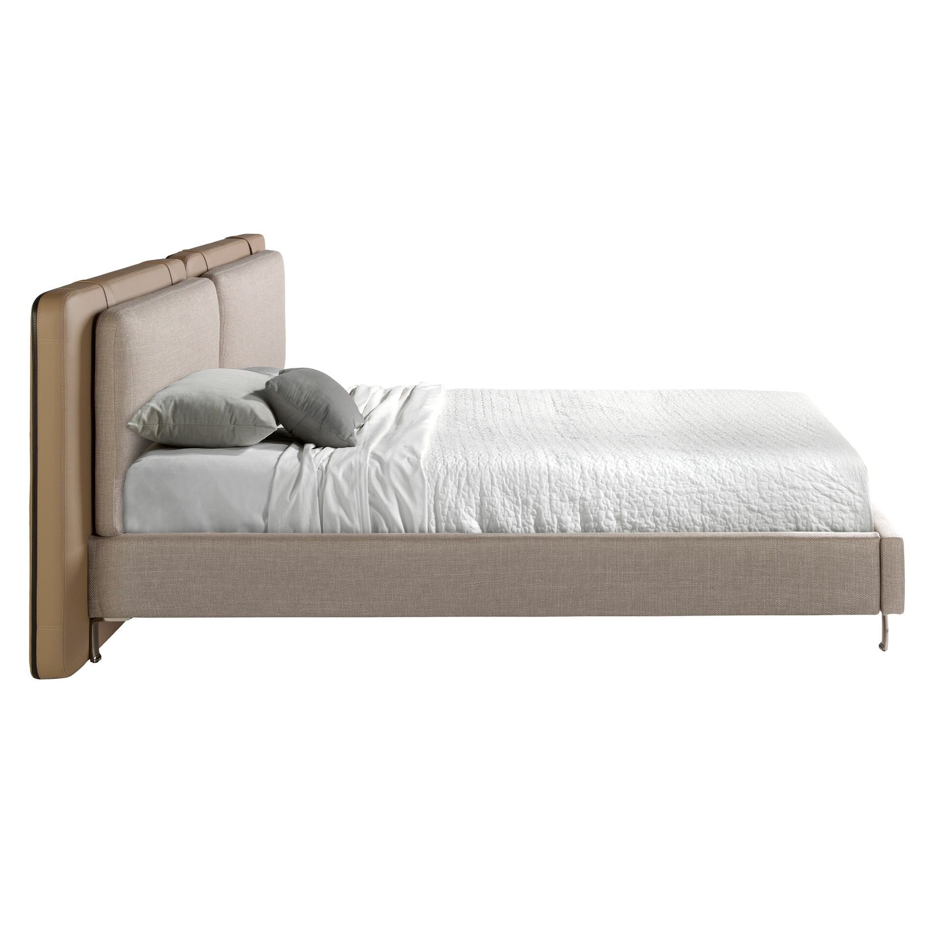 Mink Leatherette Fabric Grey Bed