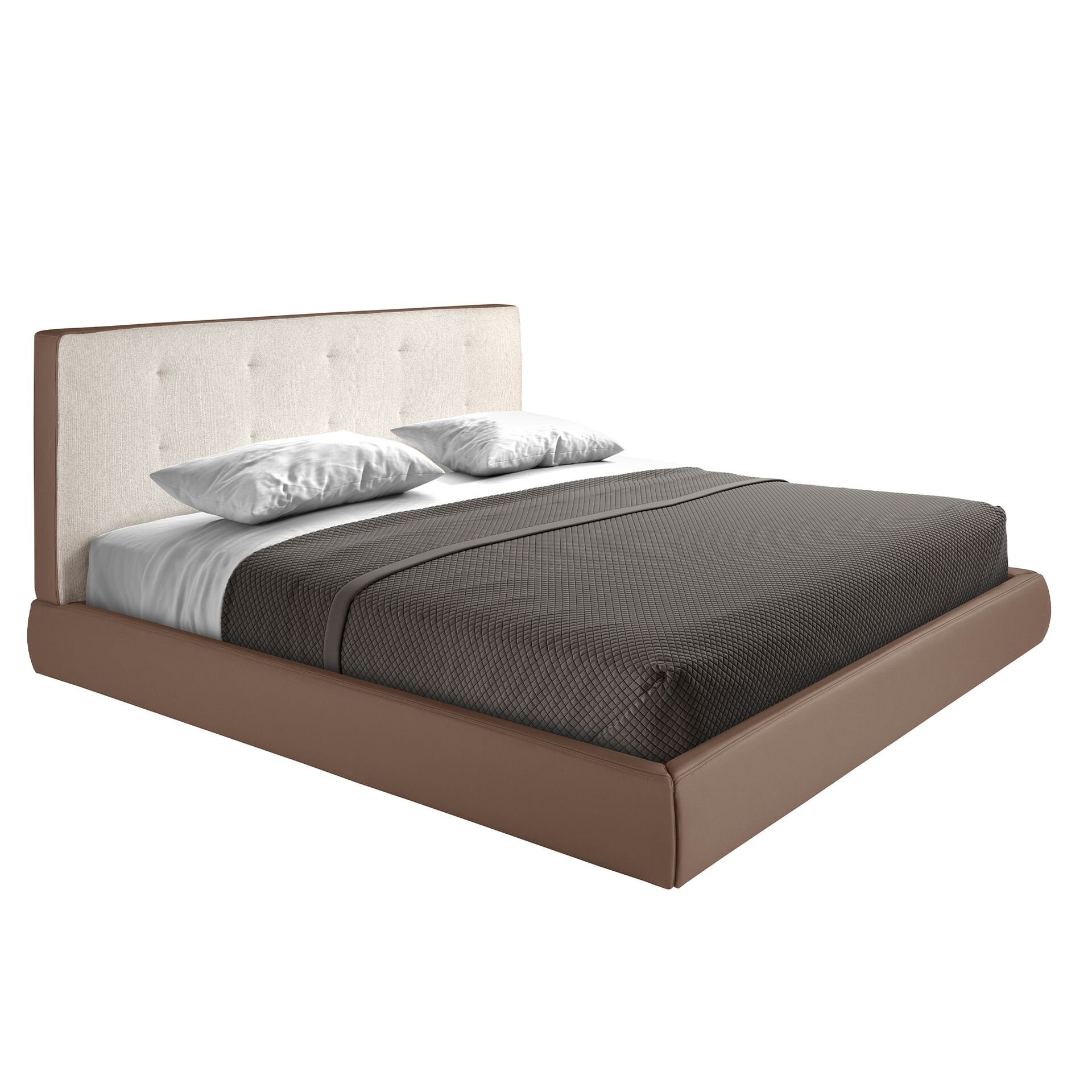 Brown Fabric and Eco-Leather Bed