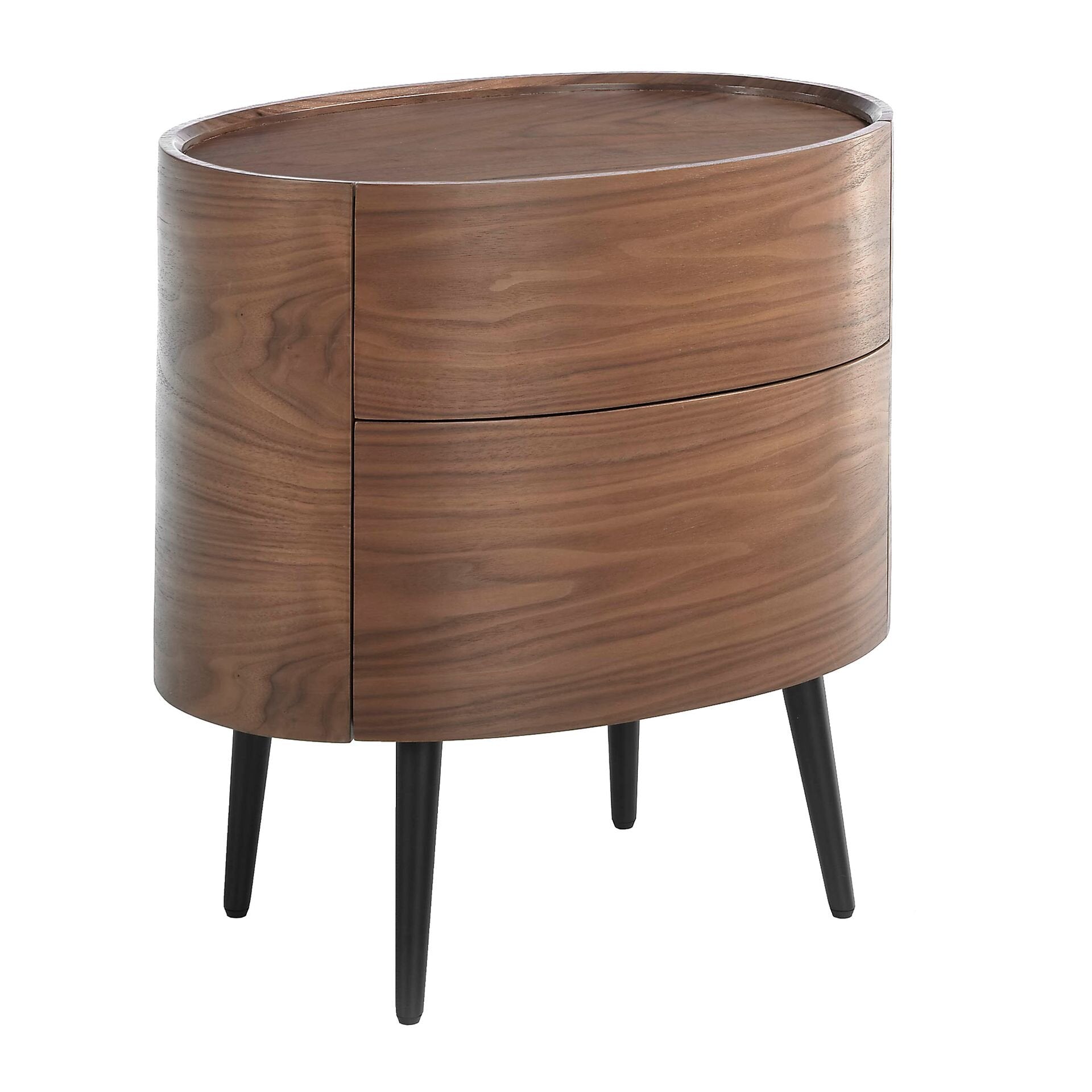 Bedside table walnut and black steel