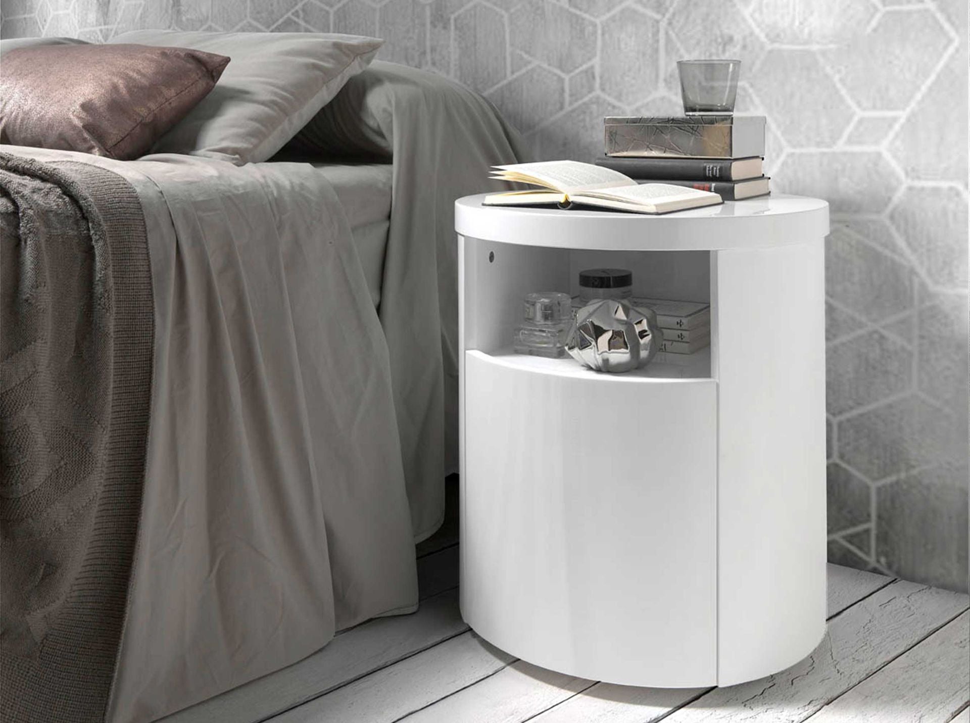 Bedside table white wood