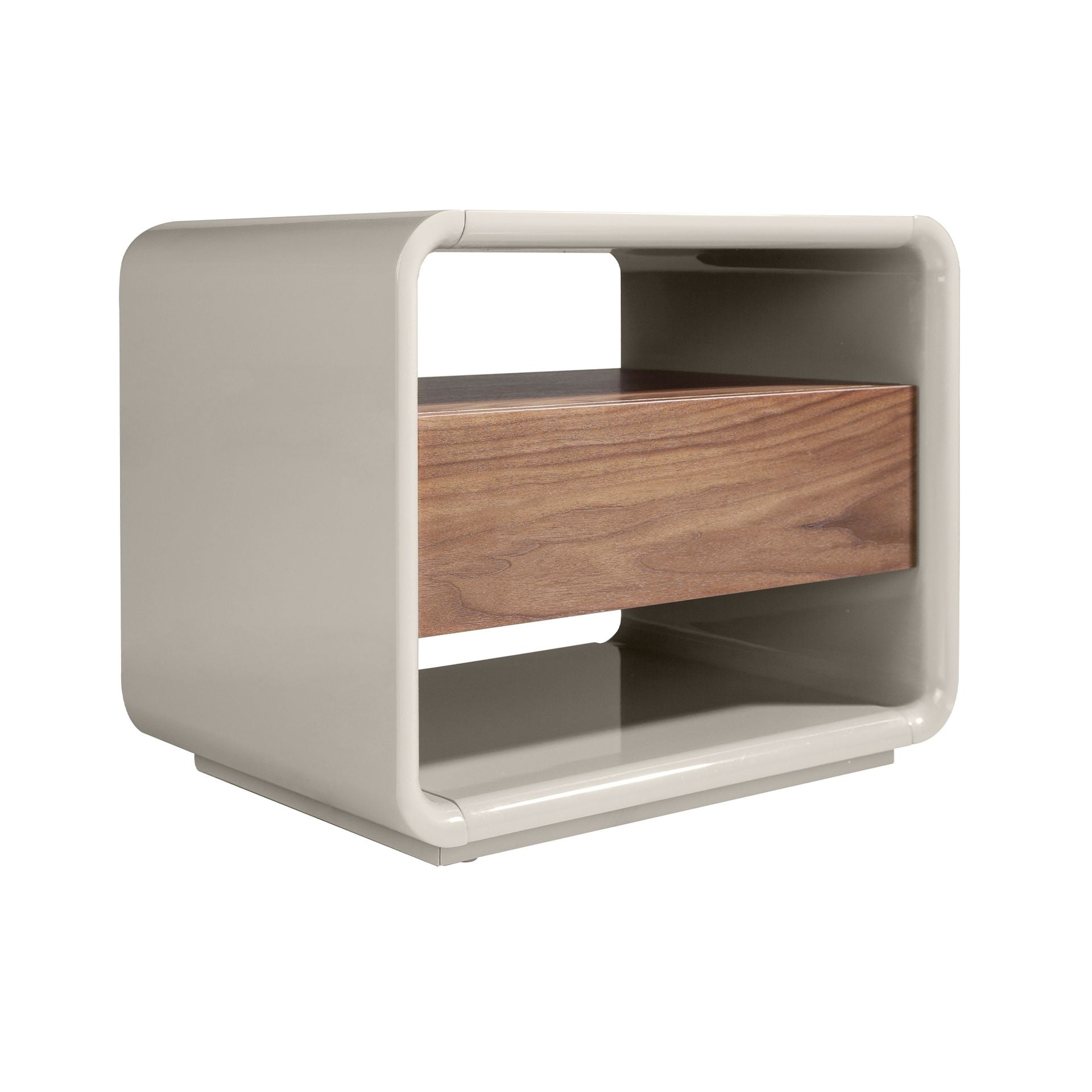 Bedside table walnut and grey wood