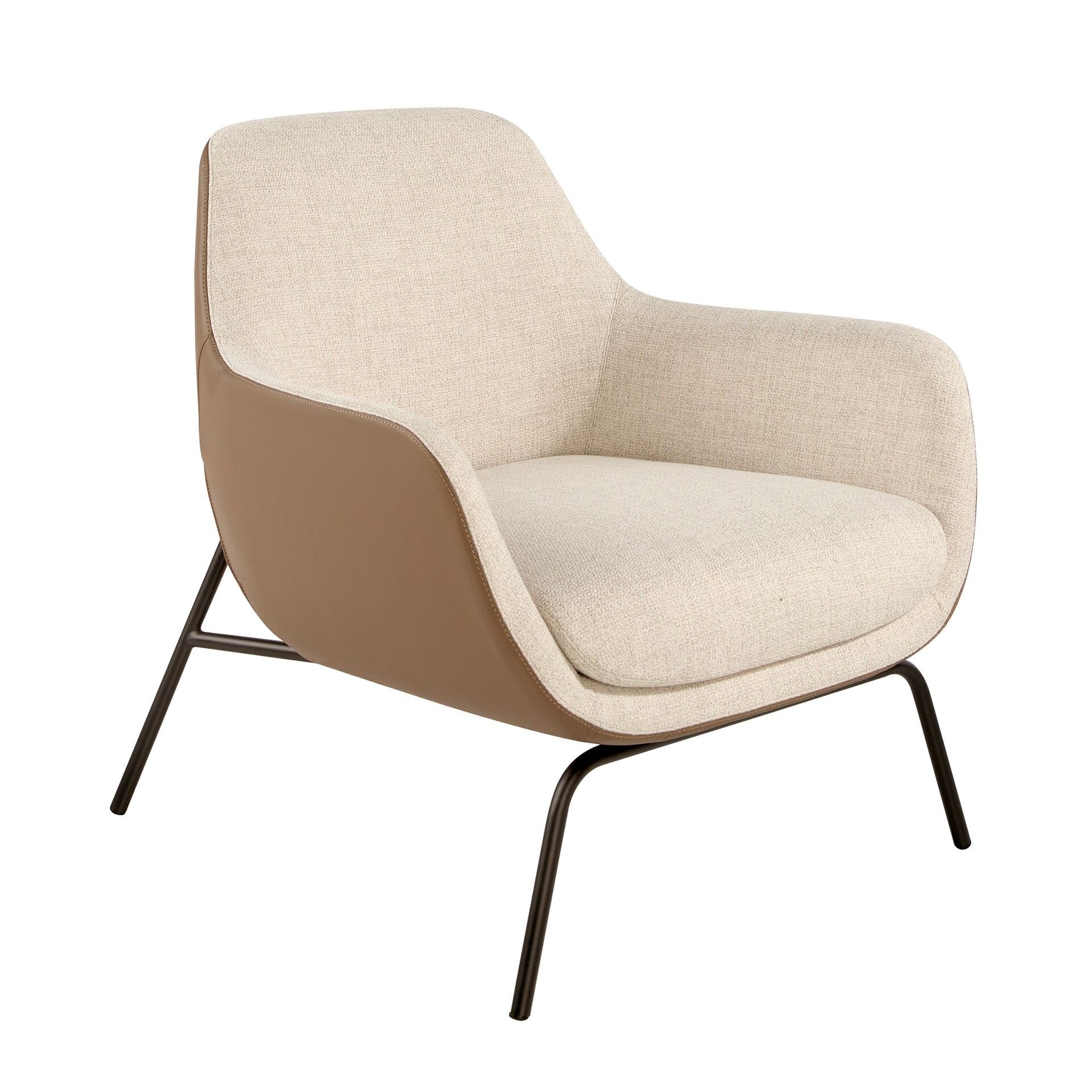 Cream Fabric and Leatherette Armchair