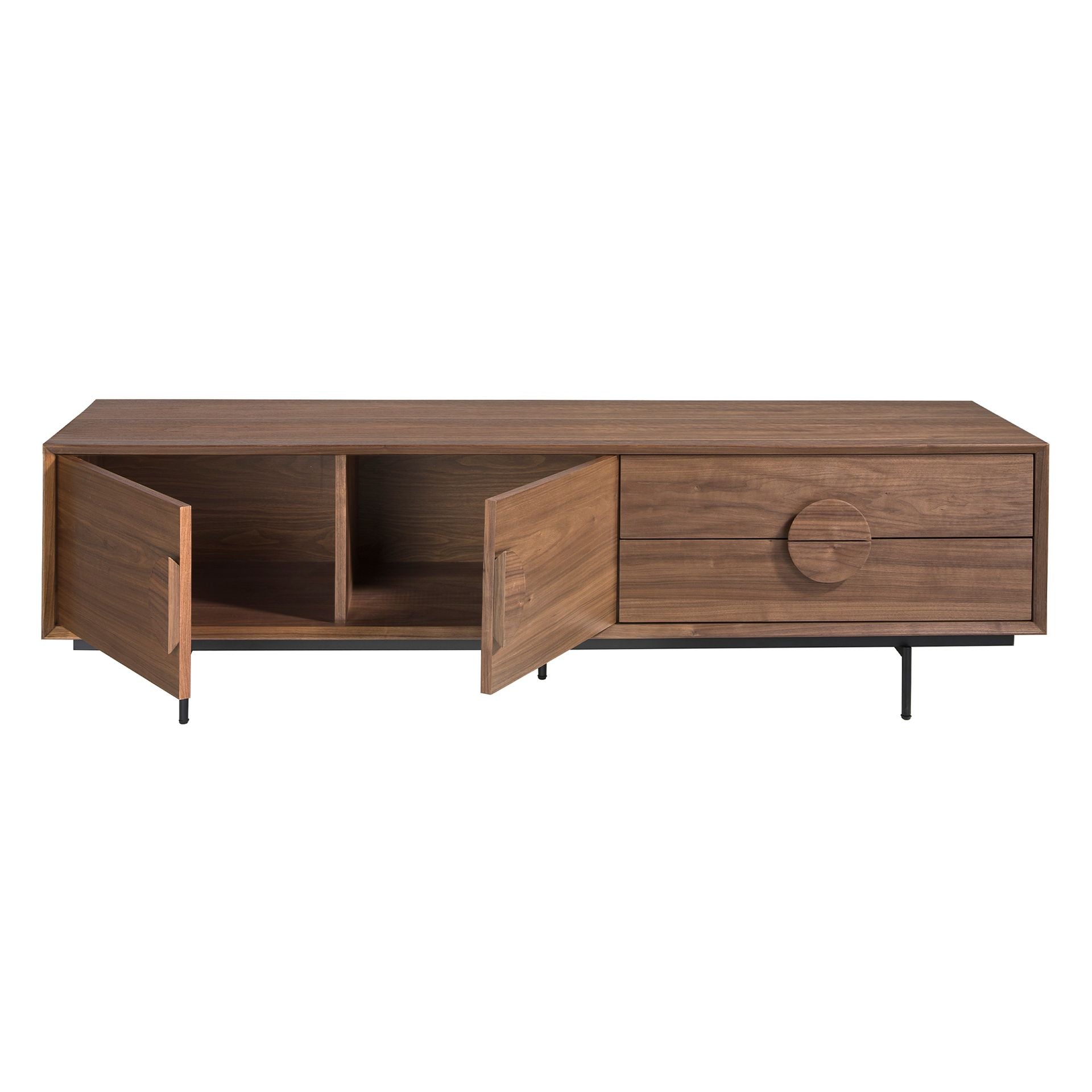 TV Stand walnut and black steel