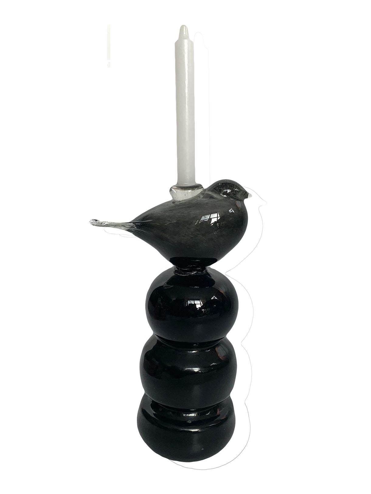 Black guta glass candle holder