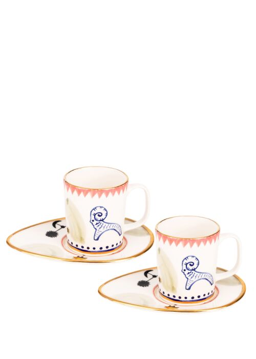 Coffee Mugs and Saucers Set Vesna